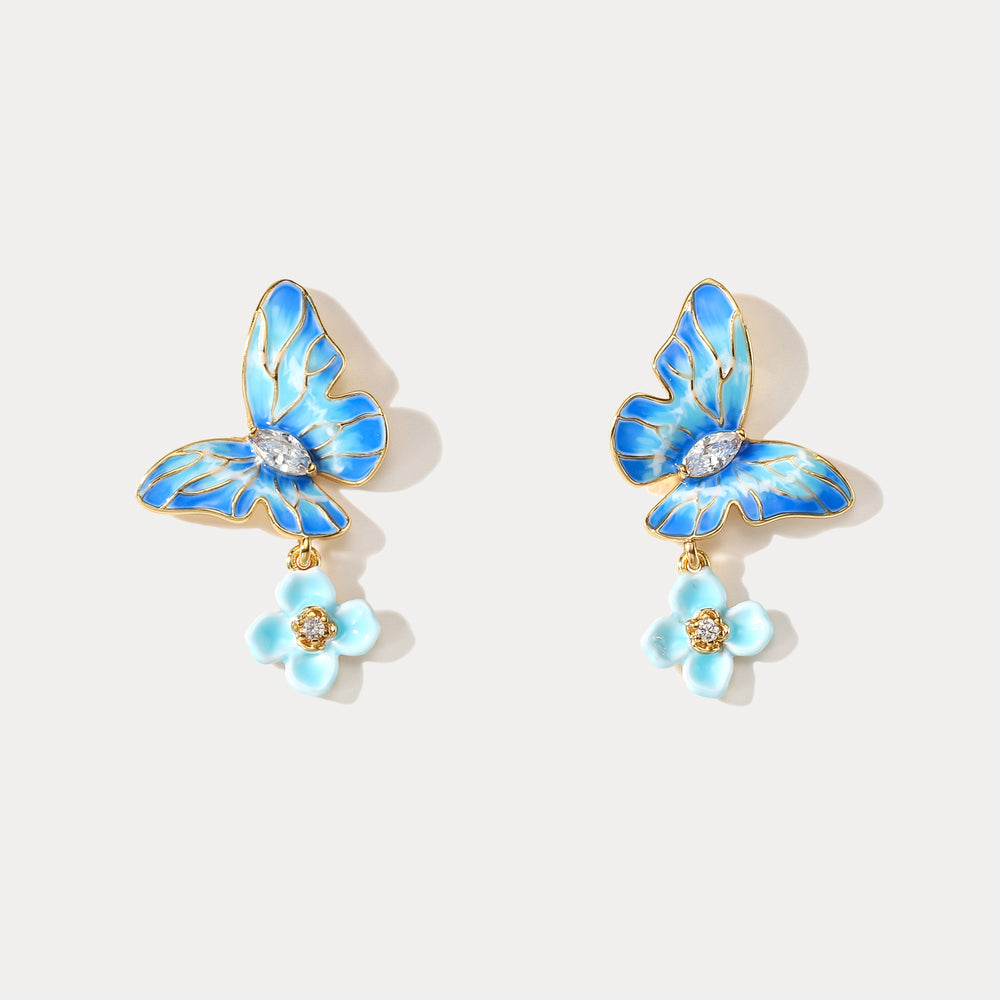 Selenichast Blue Morpho Butterfly Earrings