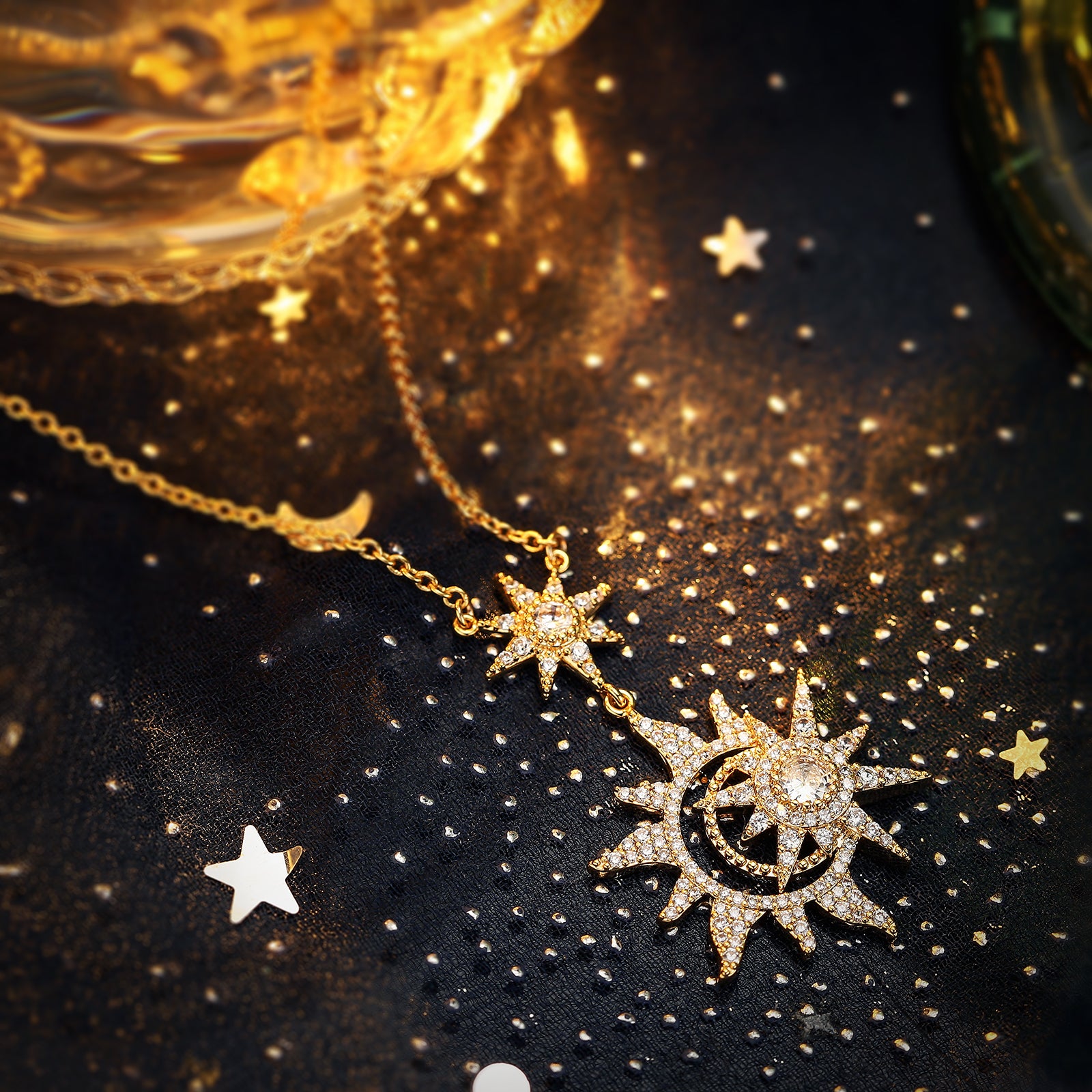 Sun Star and Moon Necklace