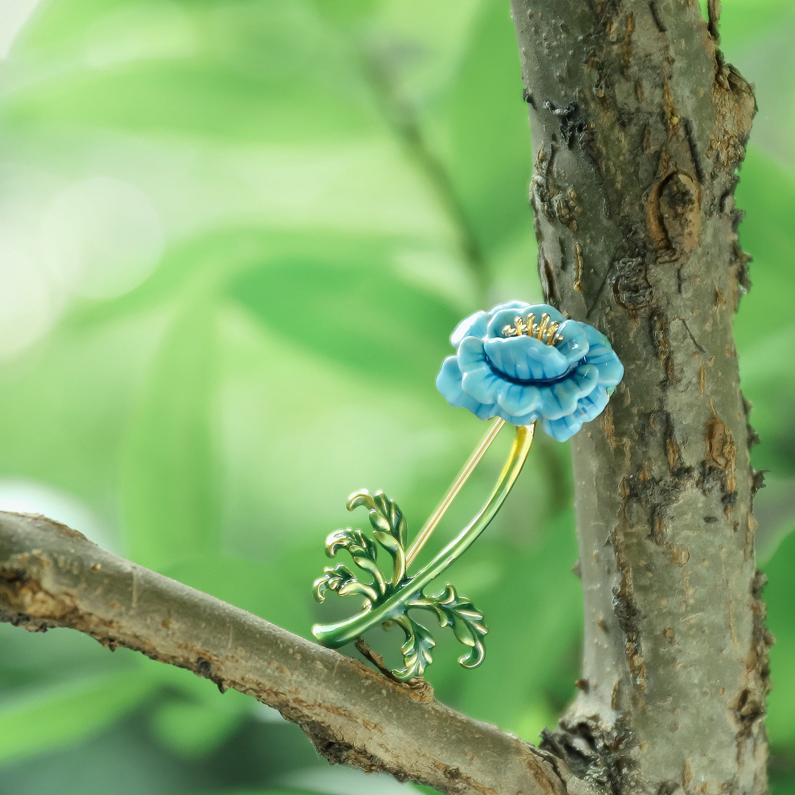 Blue Floral Nature Brooch