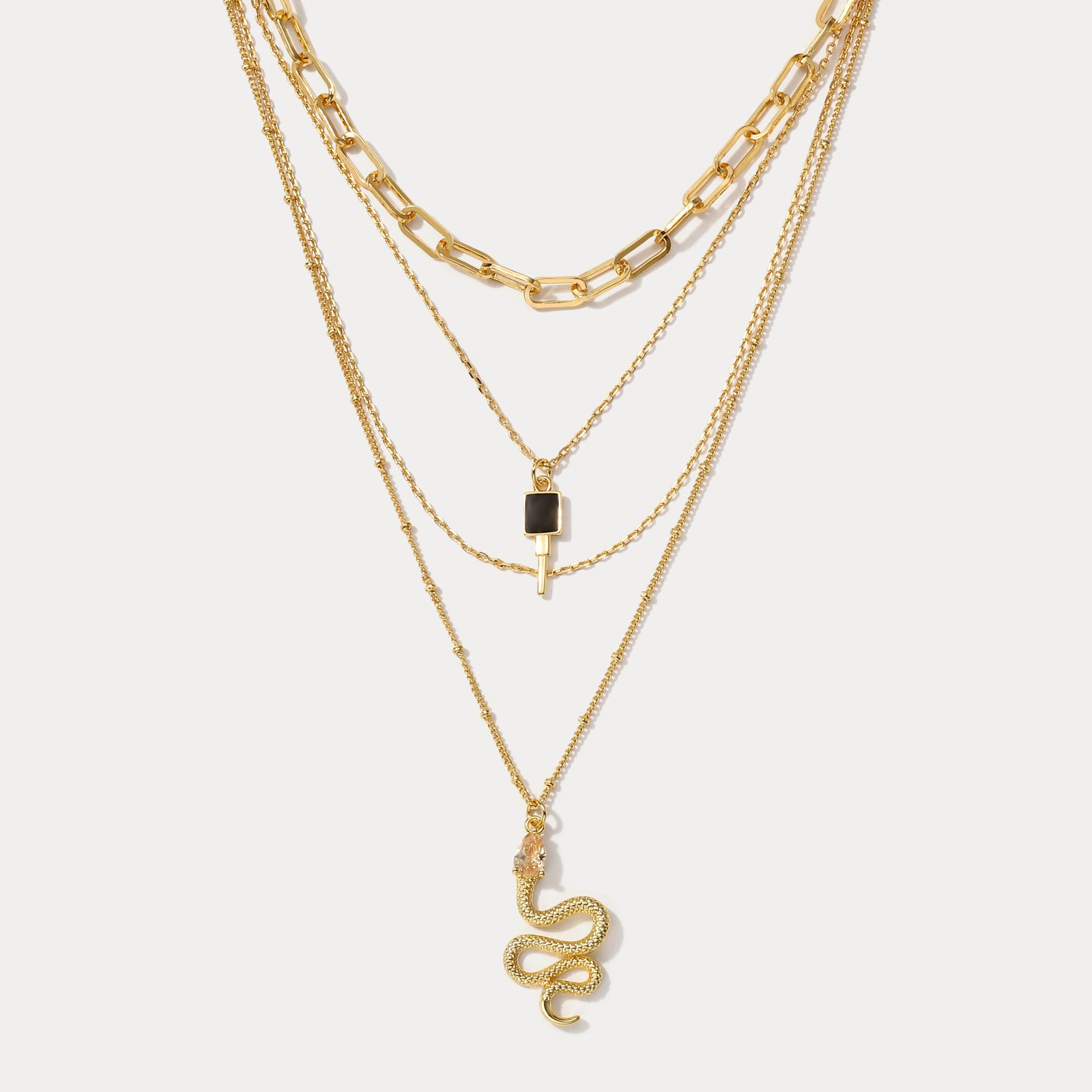 Snake Diamond Layer Necklace
