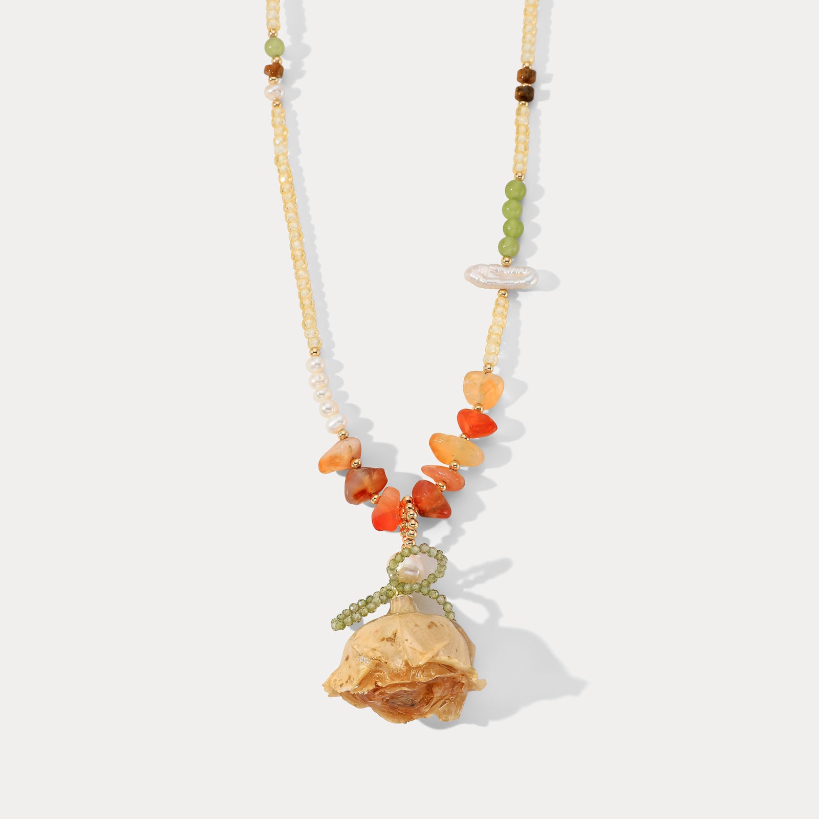 Selenichast Dried Rose Crystal Necklace