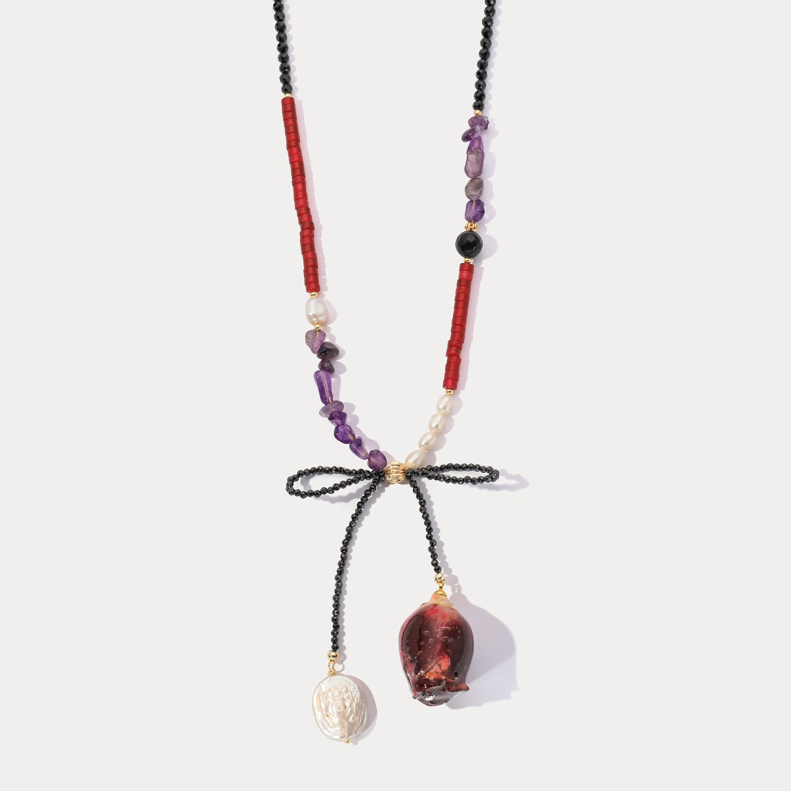 Selenichast Dried Rose Beaded Necklace