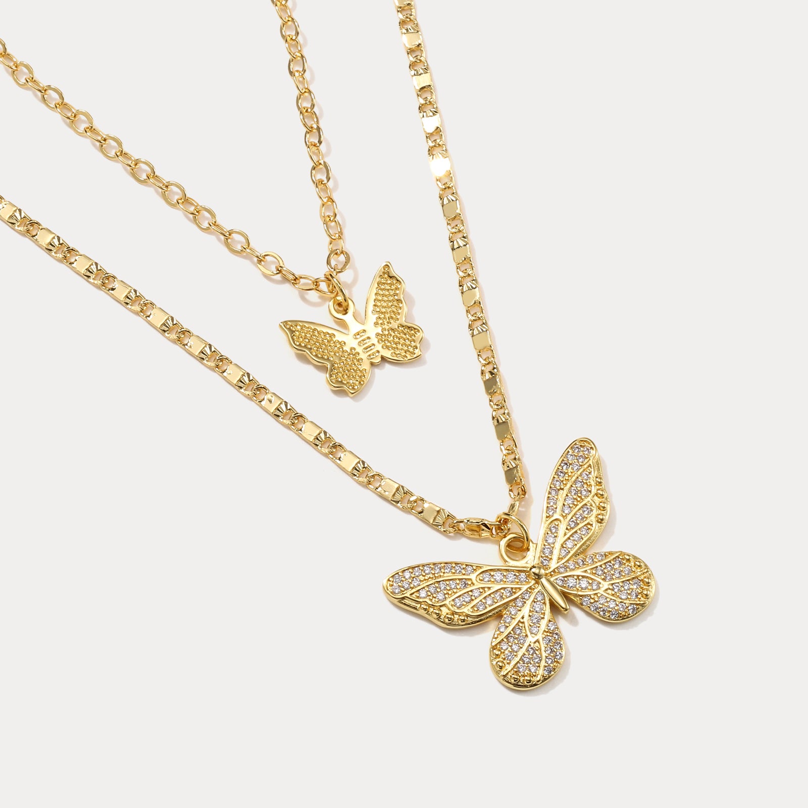 Double Butterfly Layered Necklace