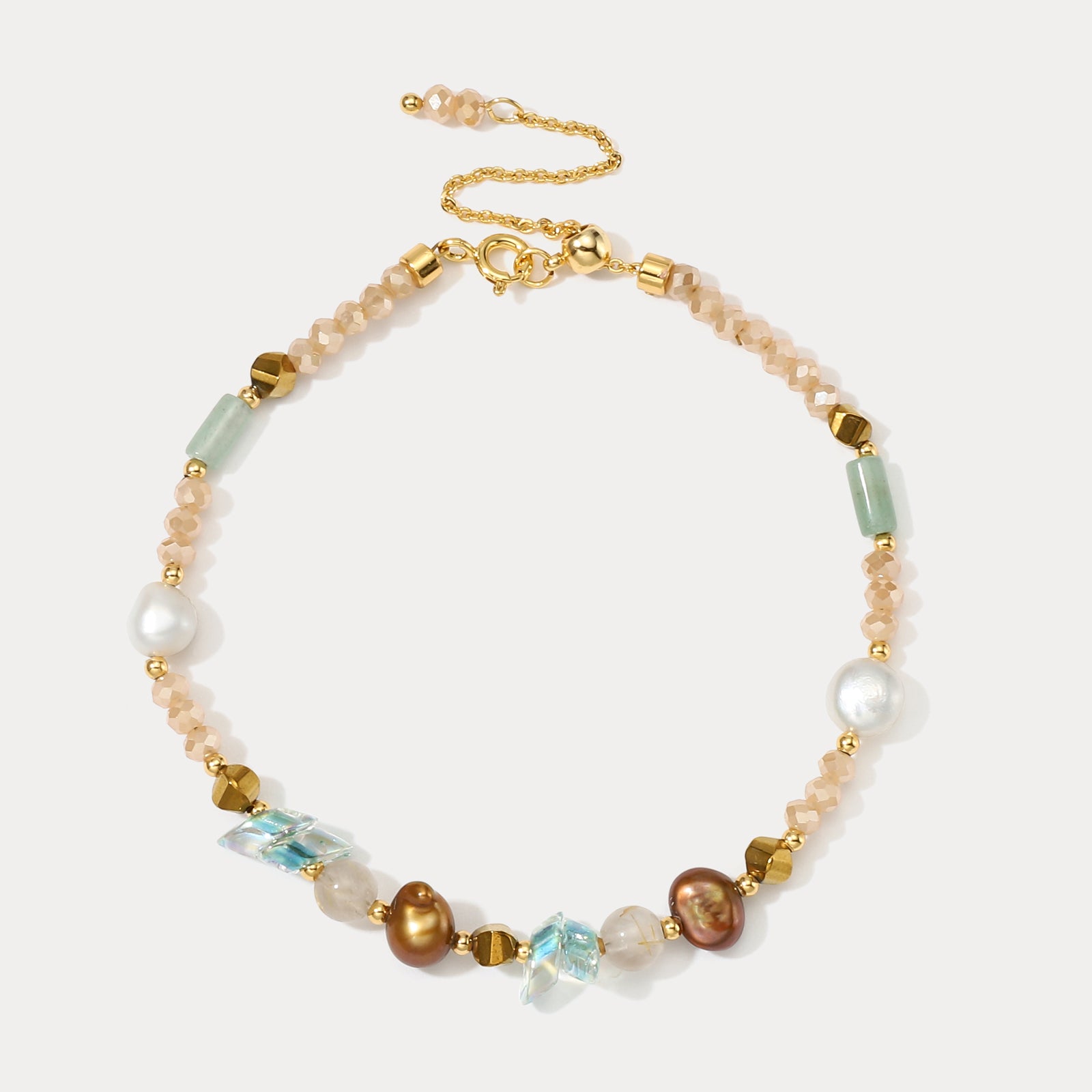 Selenichast Colorful Natural Stone Beaded Bracelet