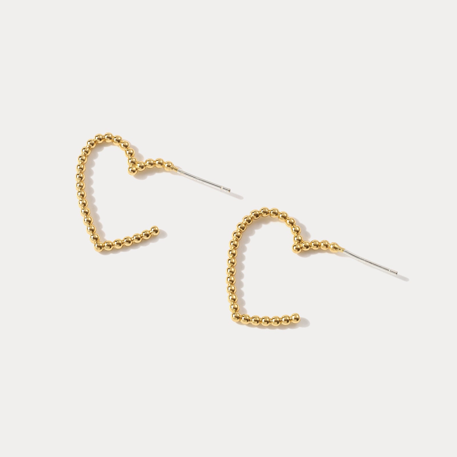 Pearl Brass Heart Earrings Set