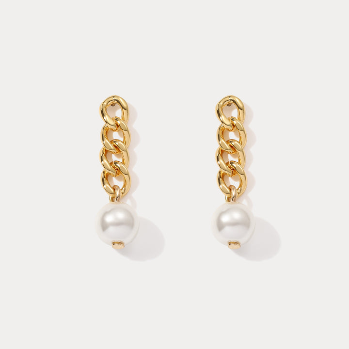 Pearl Gold Drop Earrings Set