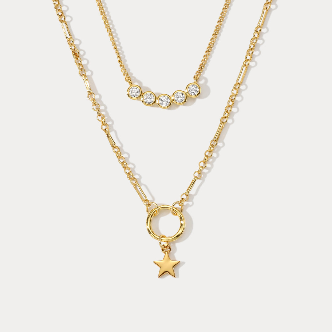 Selenichast Star Diamond Layered Necklace