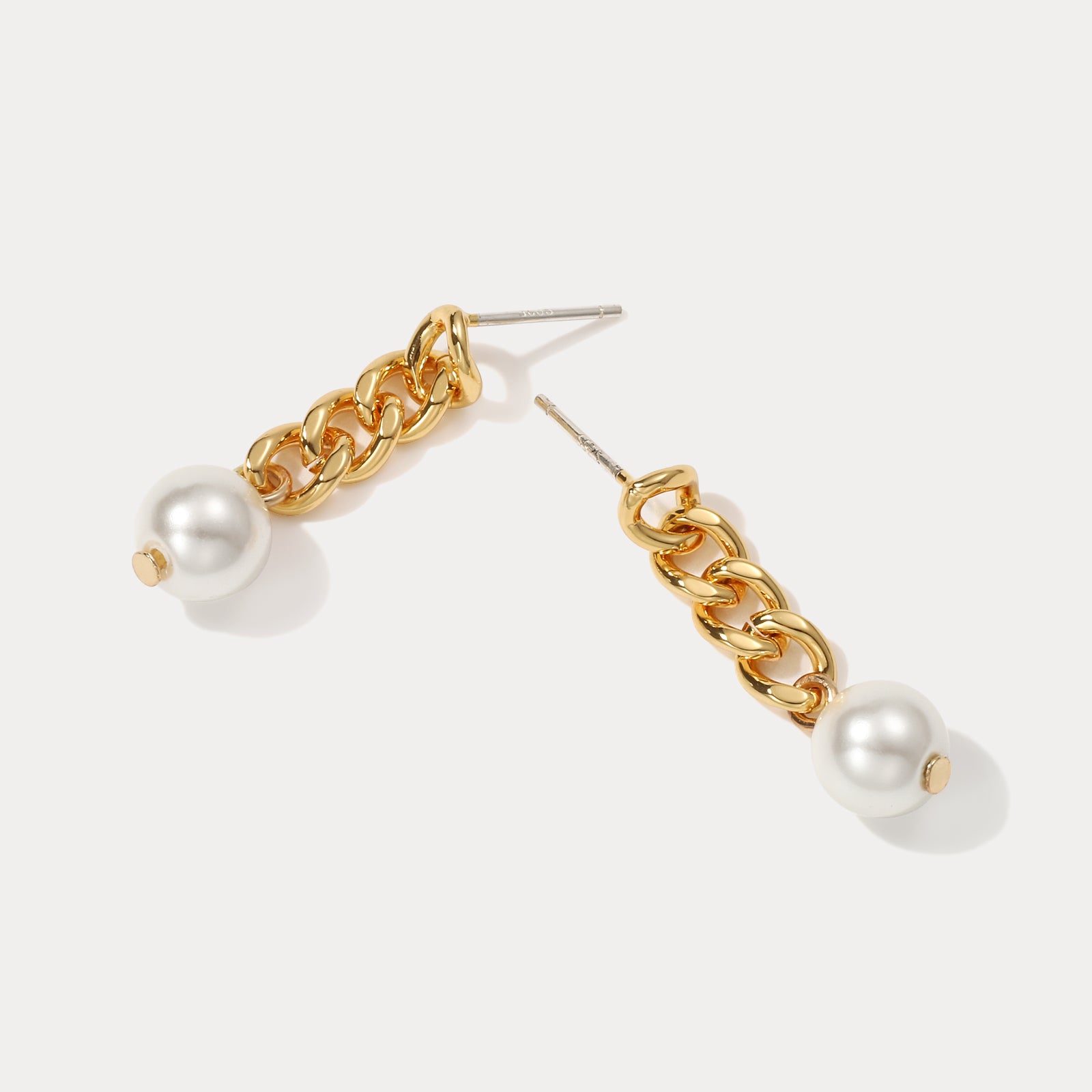 Pearl Brass Drop Earrings Set