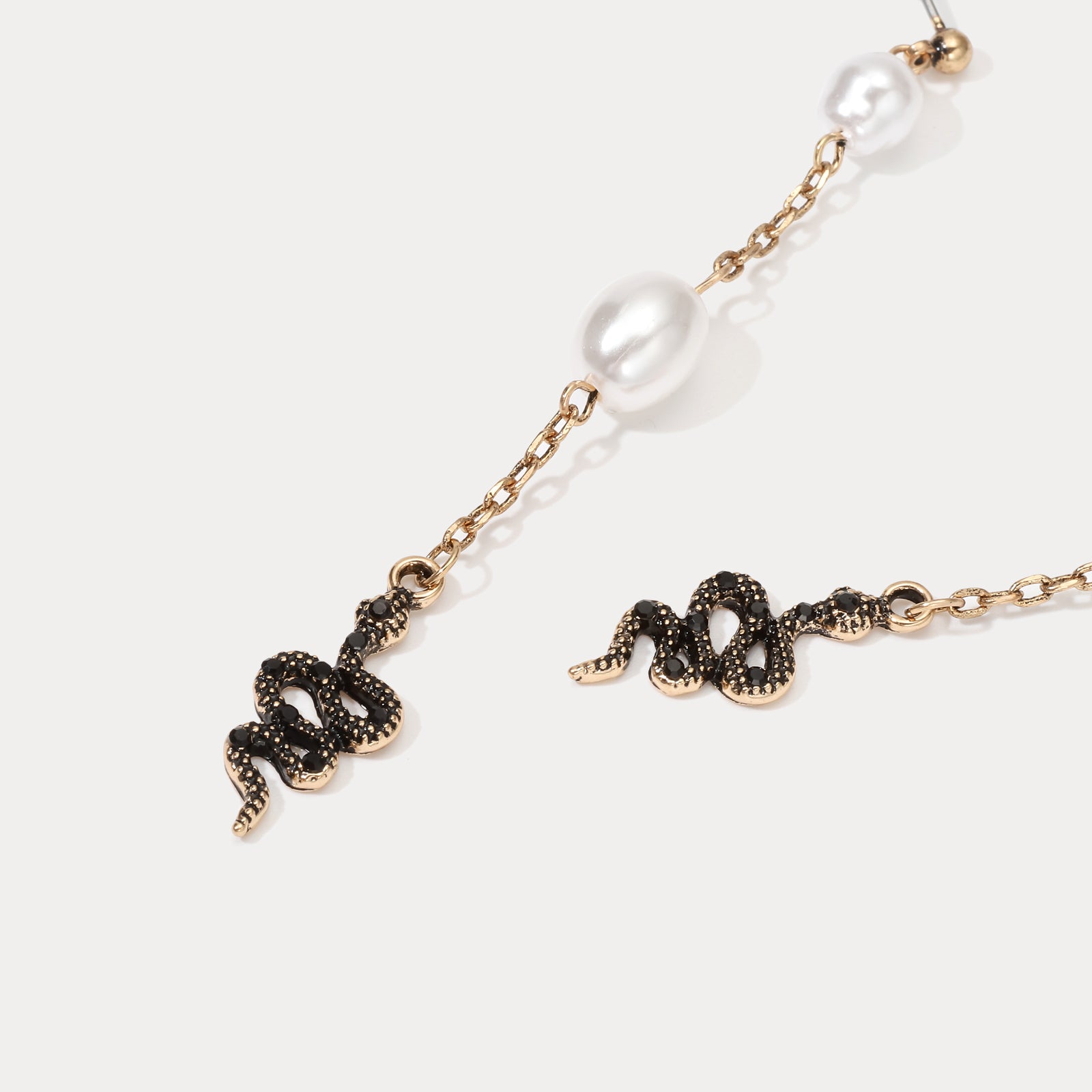 Snake Pearl Drop Copper Earrings