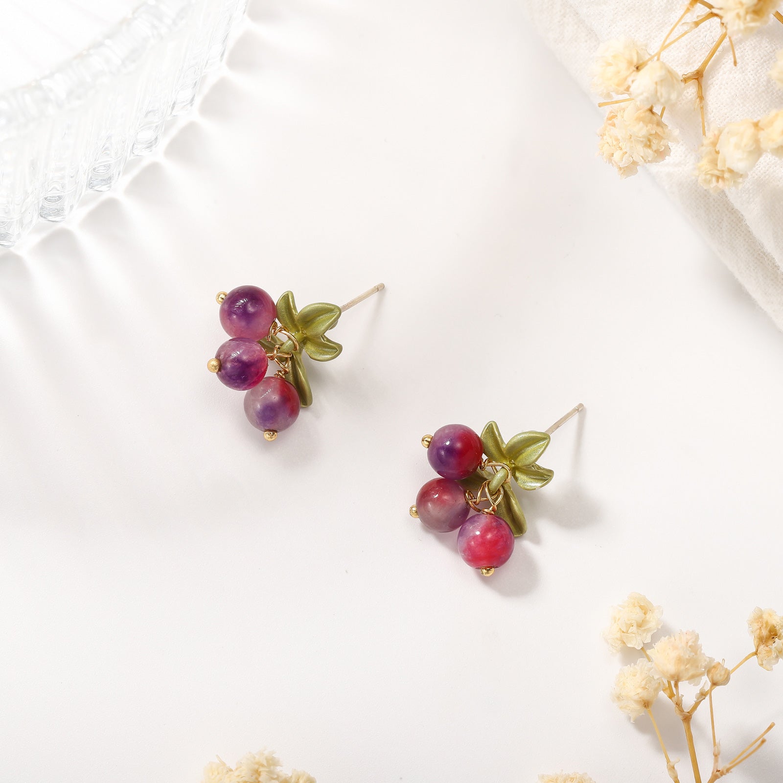 Purple Berry Stud Fashion Earrings