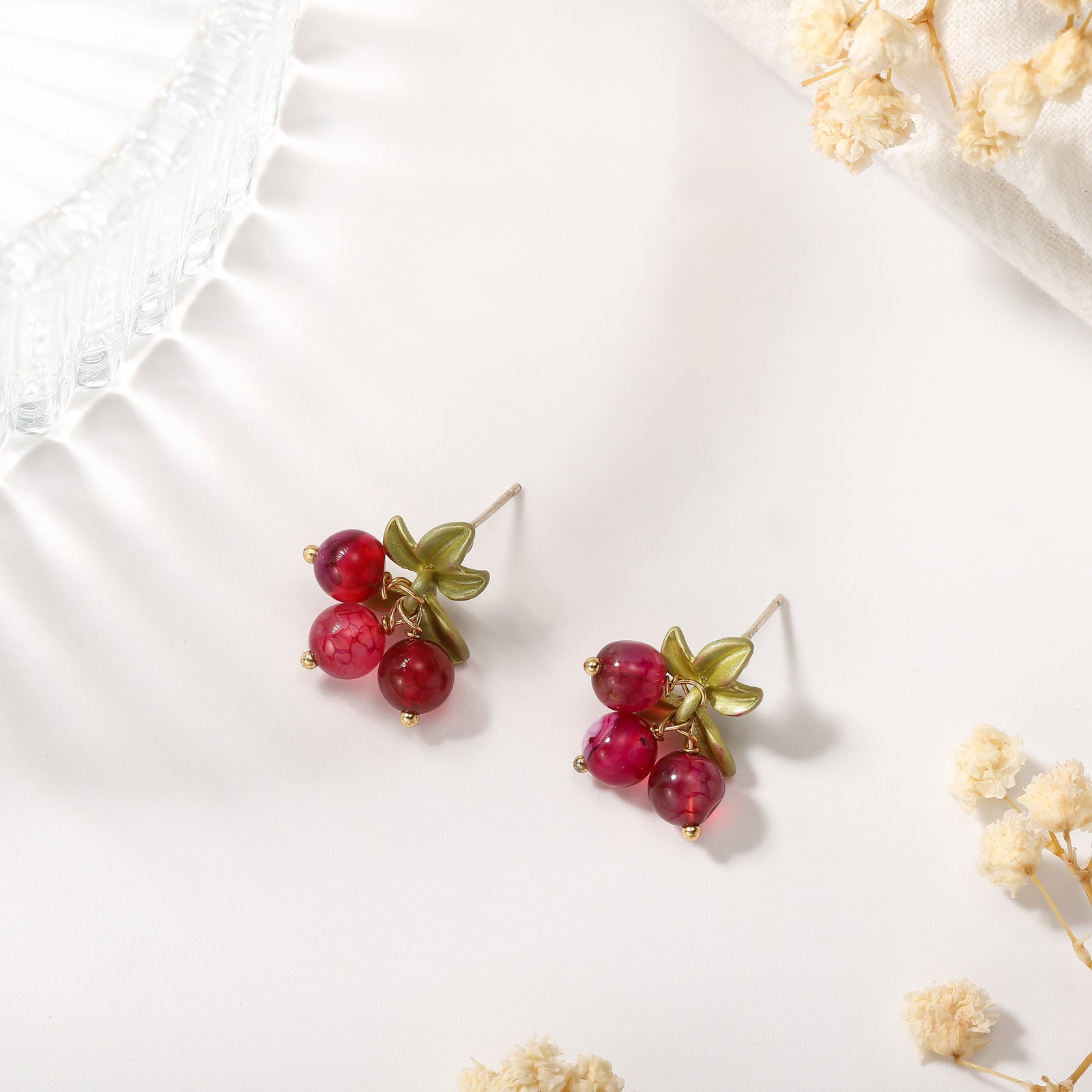 Cranberry Stud Fruit Earrings