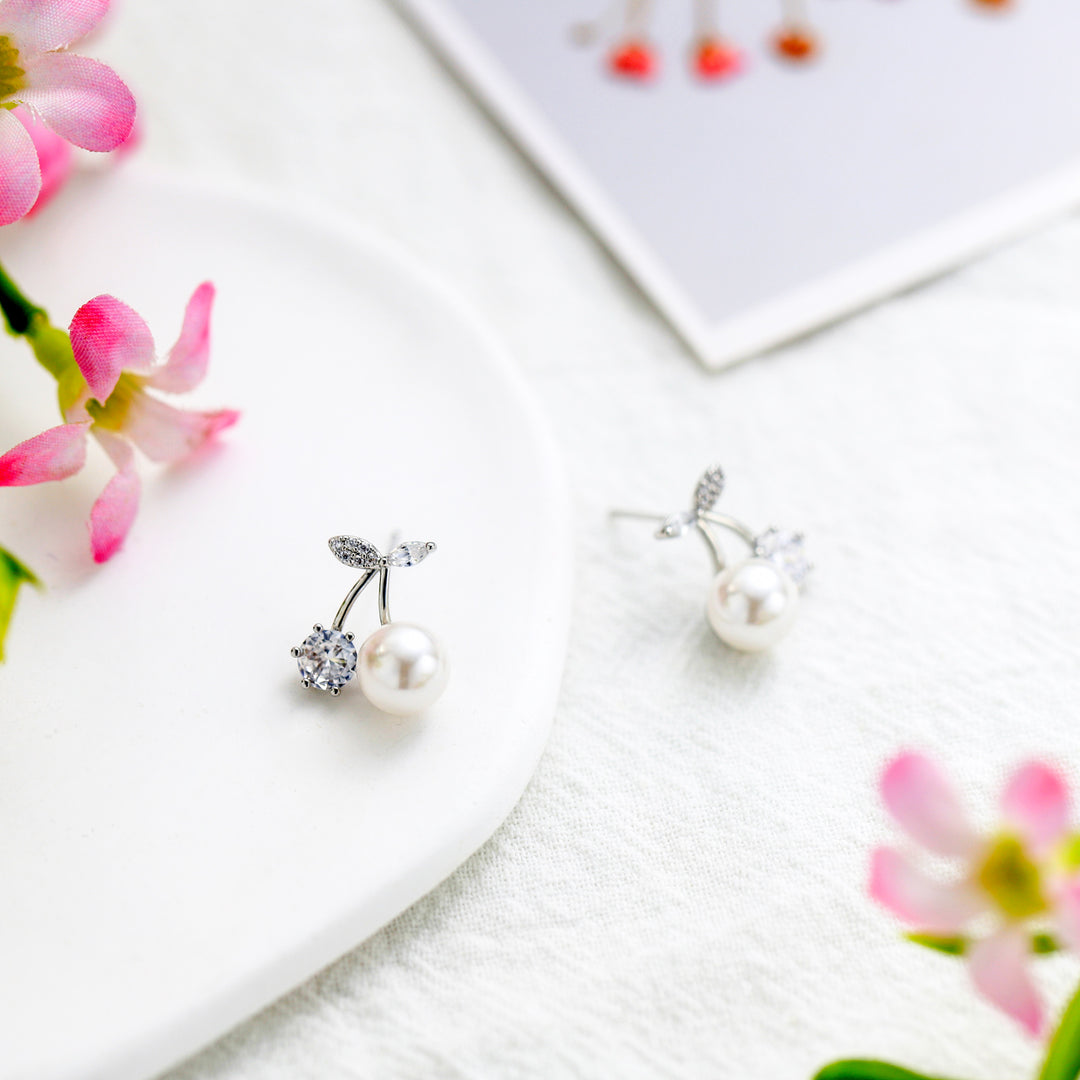 Silver Cherry Earrings