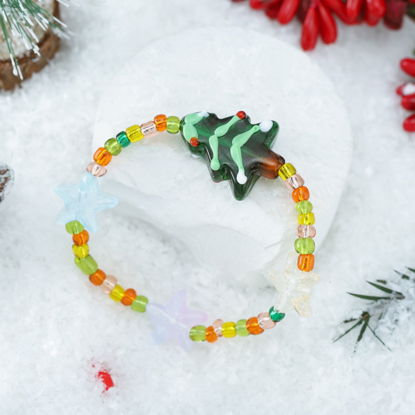 Christmas Tree Starfish Candy Crystal Bracelet