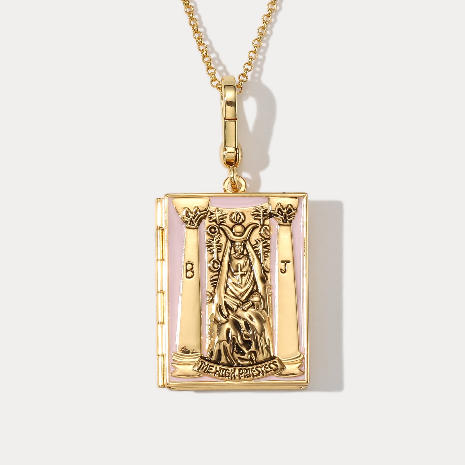 The High Priestess Tarot Magic Locket Gold Necklace