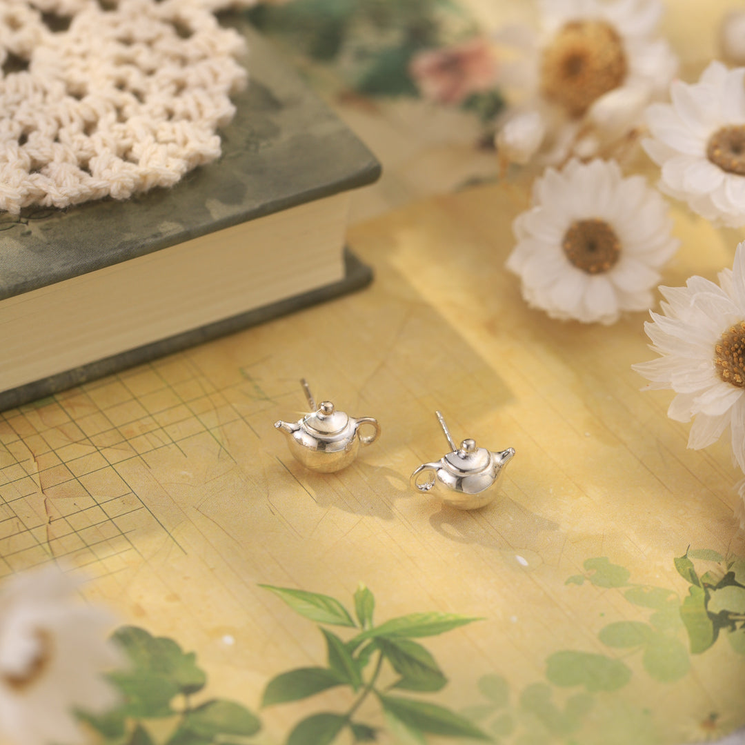 Silver Teapot Earrings