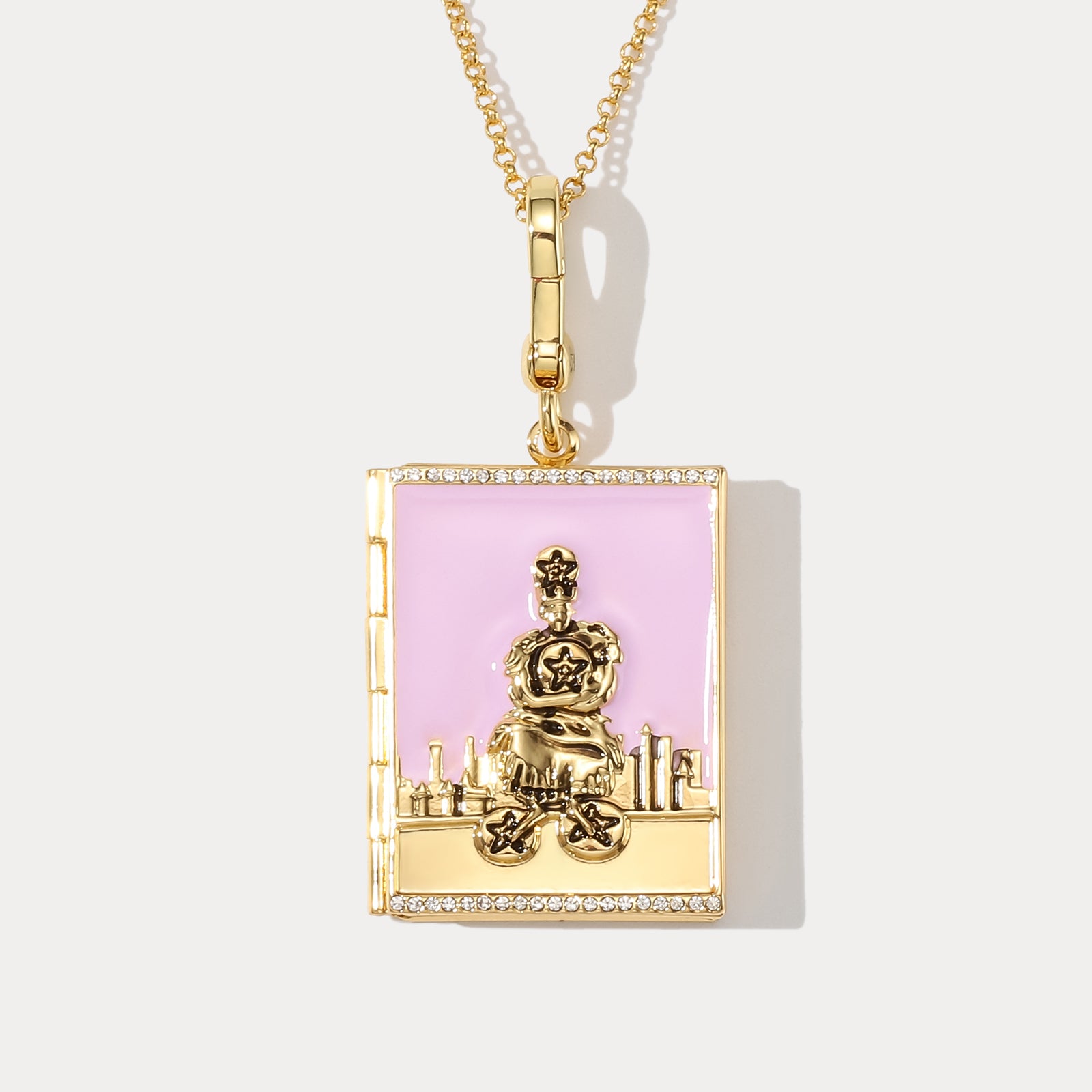 Selenichast Four Of Coins Tarot Card Locket Necklace