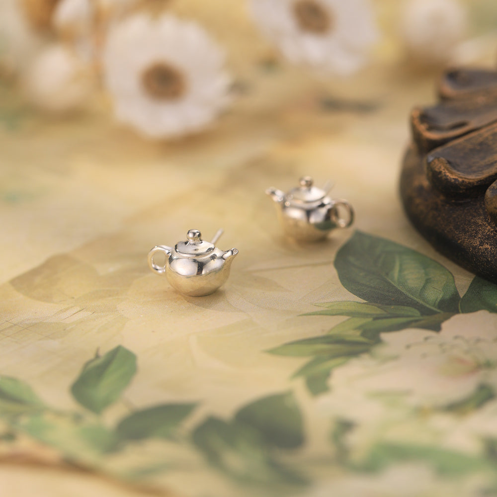 Teapot Earrings Silver