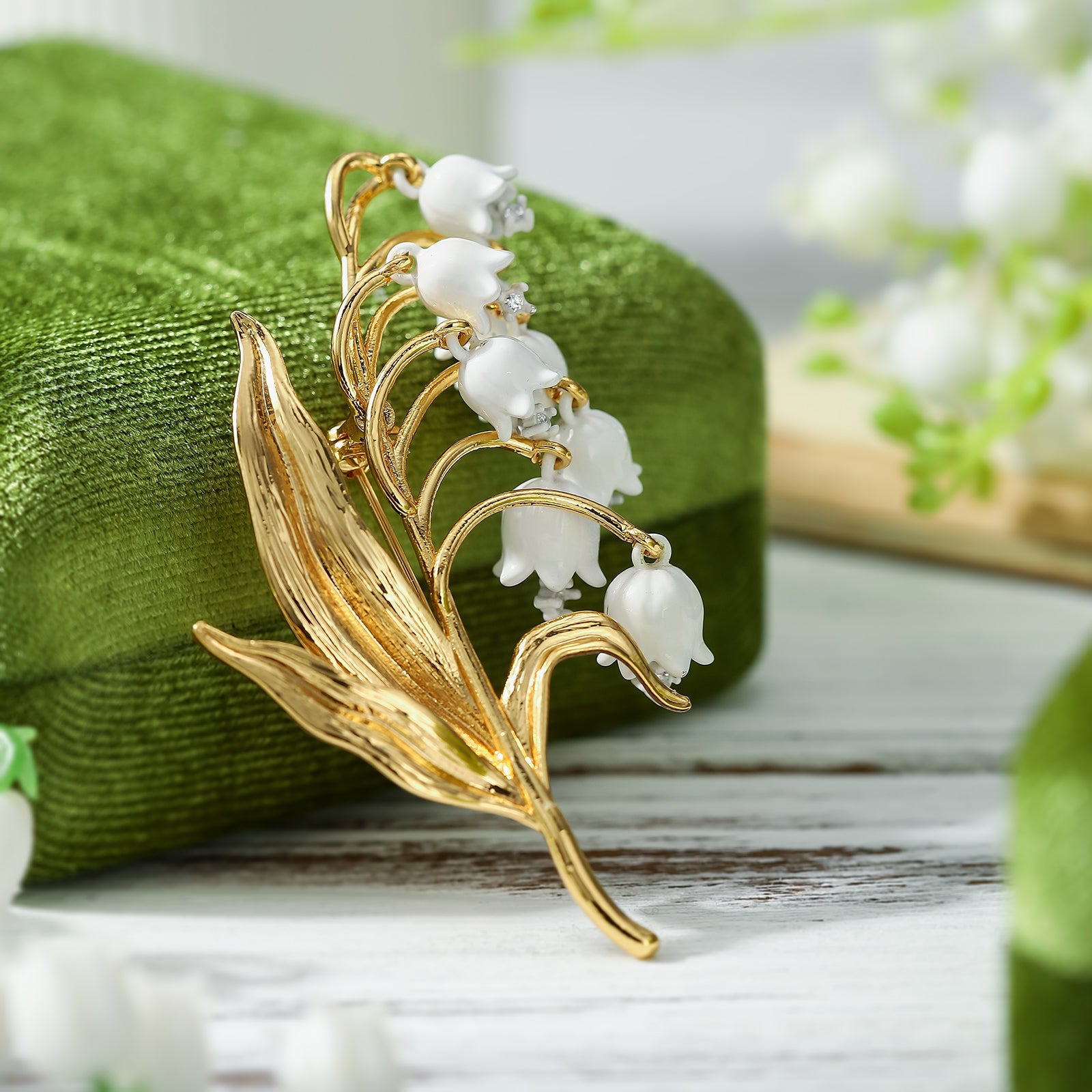 Golden Lily of The Valley Bell Brooch