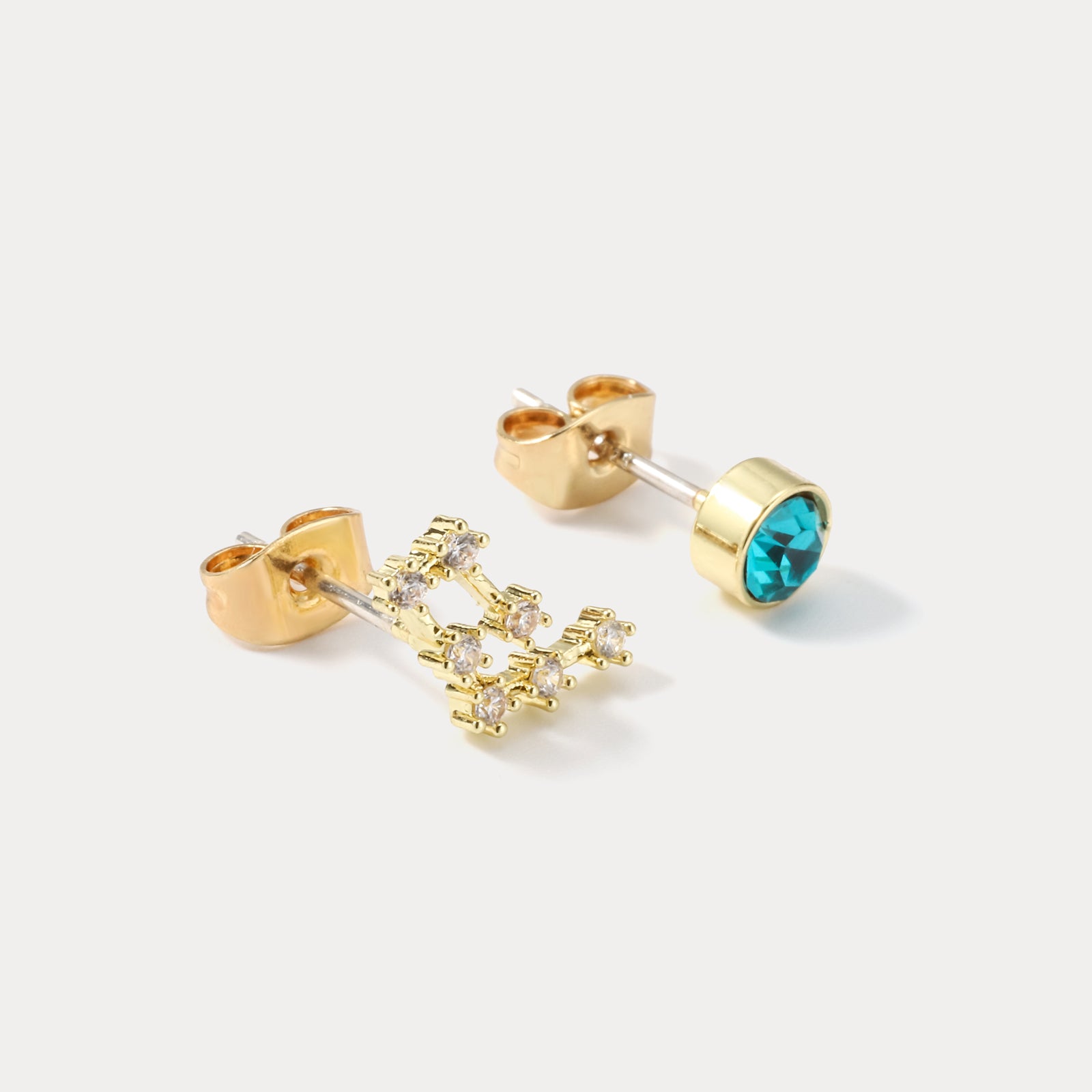 Aquarius Constellation Asymmetry Gold Stud Earrings