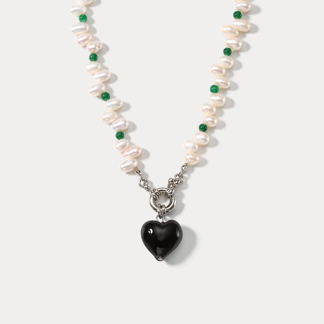 Selenichast Heart Pearl Necklace