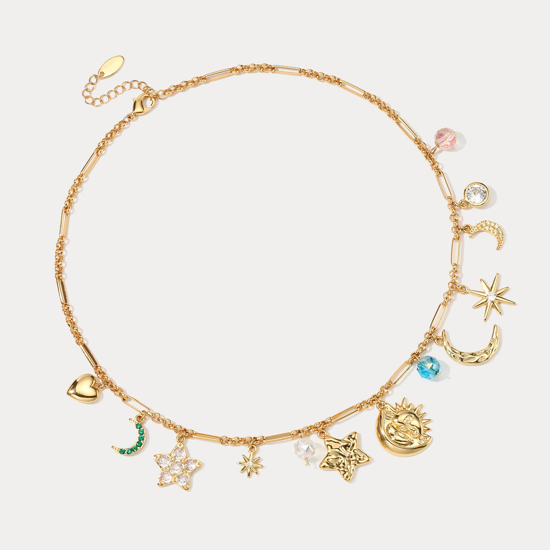 Collar de encanto de la estrella de la luna