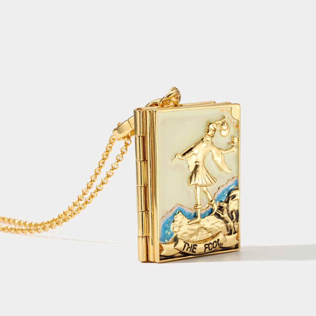 Collier de médaillon de tarot - le imbécile