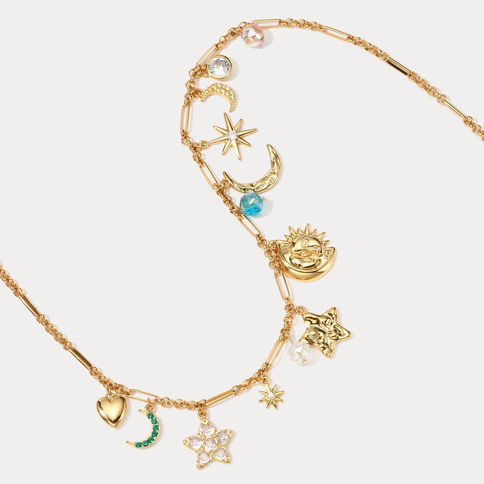 Gold Moon and Star Necklace