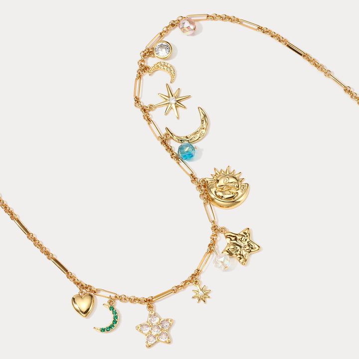 Collar de encanto de la estrella de la luna