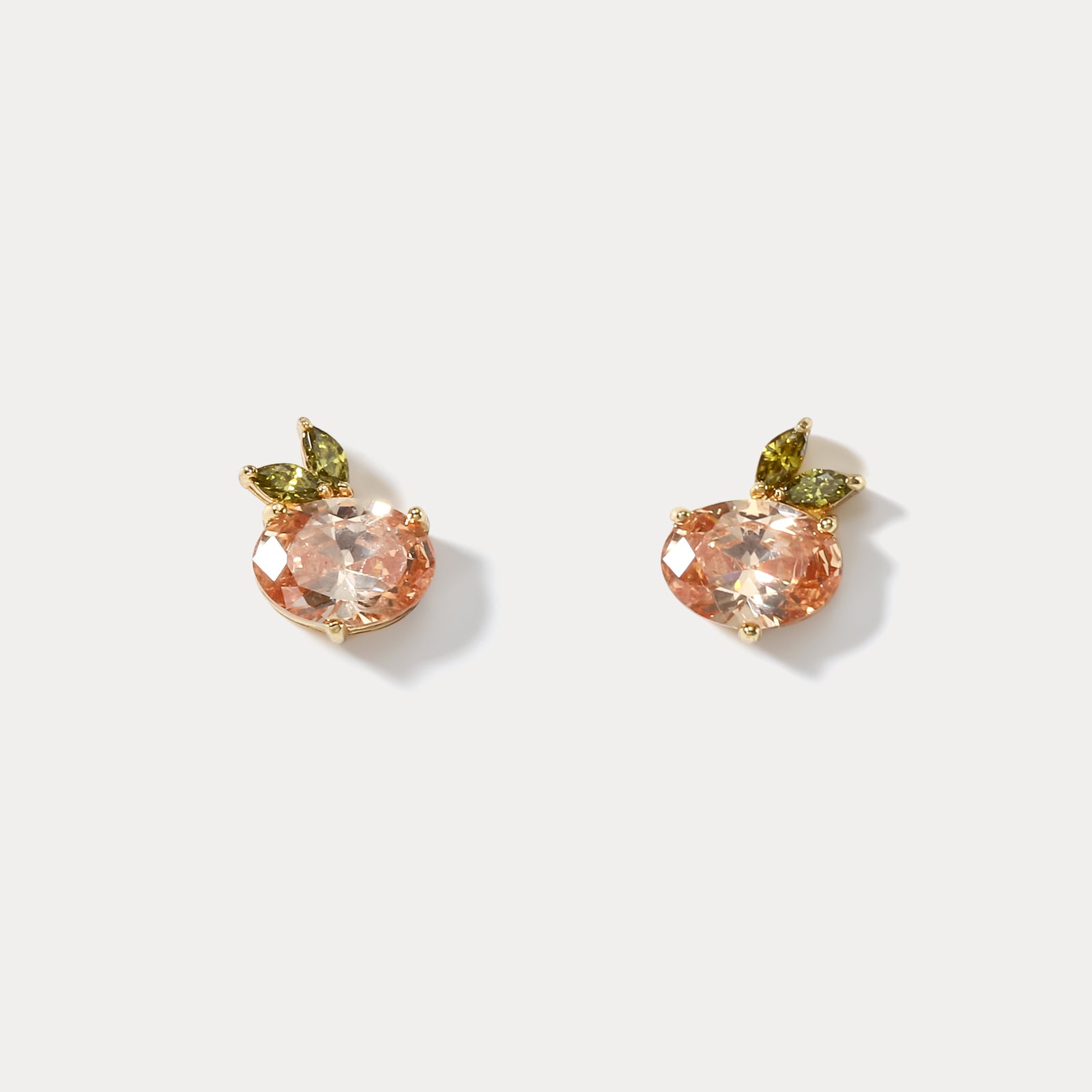 Peach Fruit Diamond Earrings Set