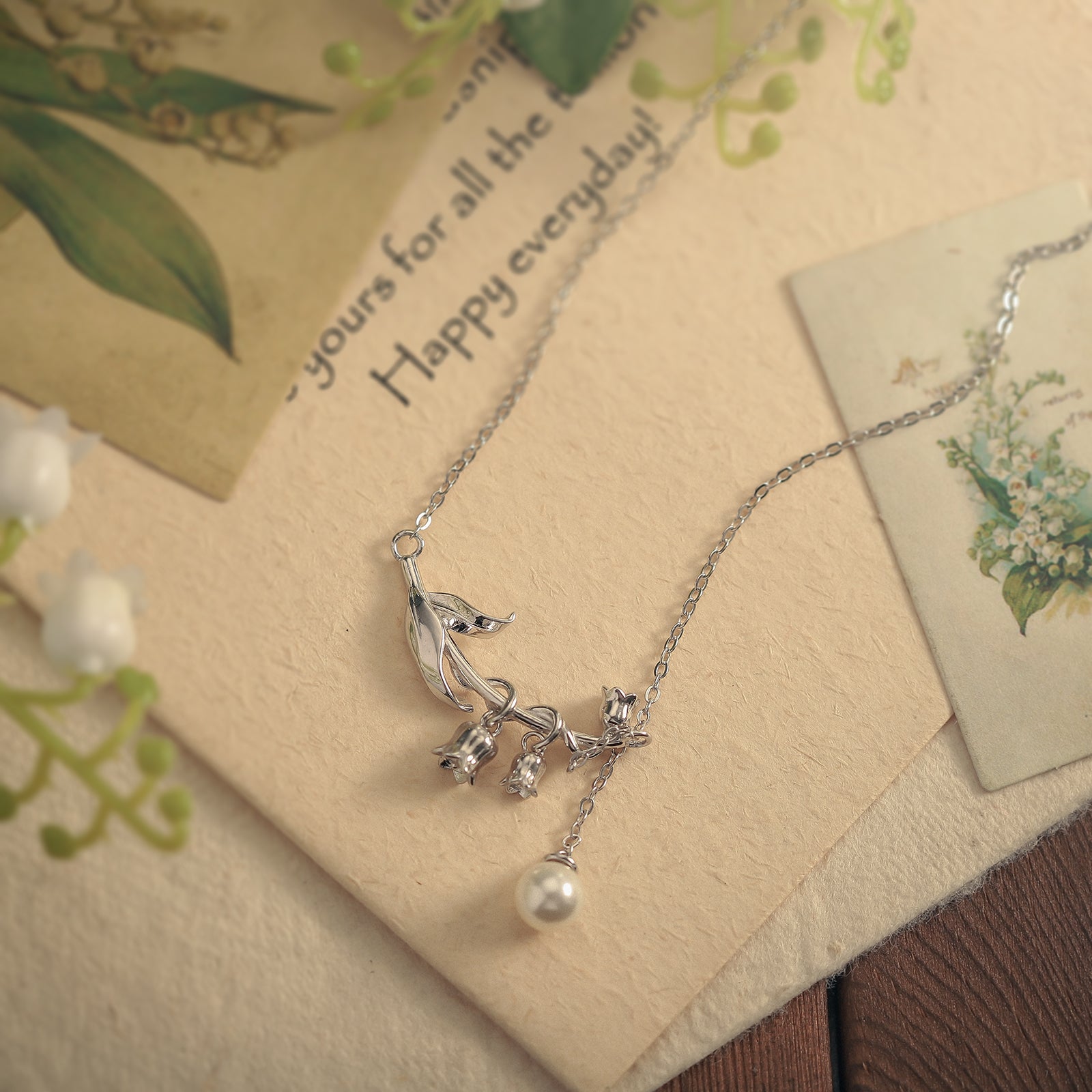Lily Of The Valley Silver Pearl Necklace