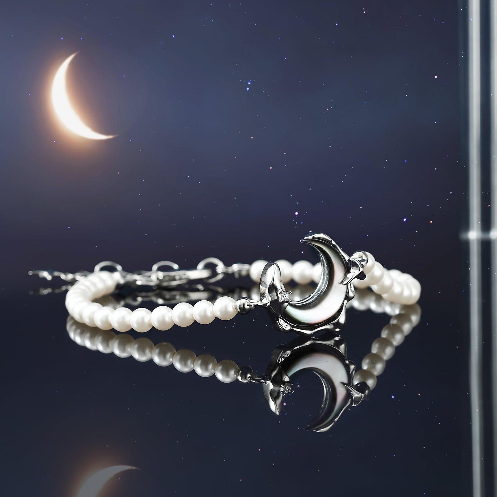 Lunar Tide Pearl Bead Bracelet