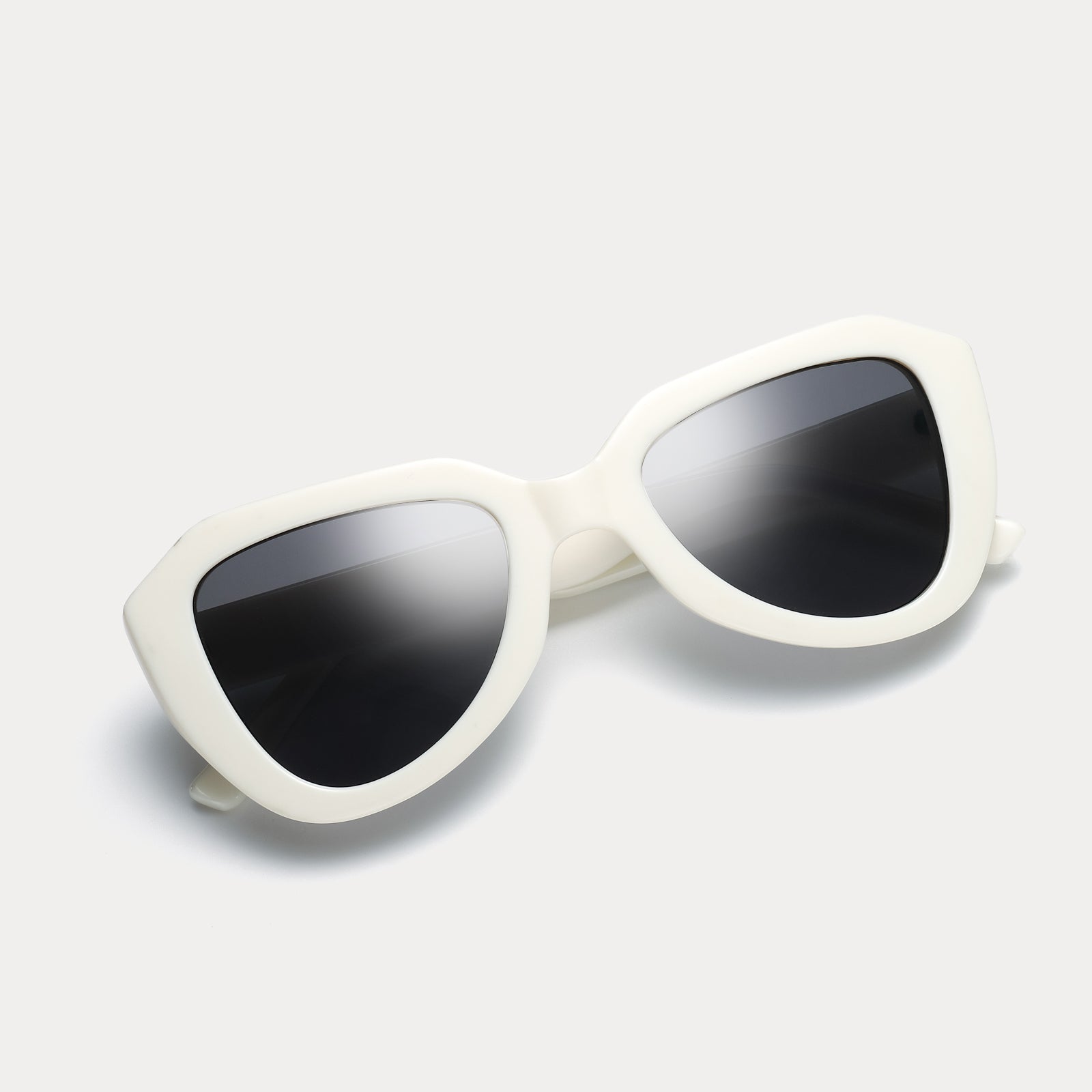 White Irregular Retro Sunglasses