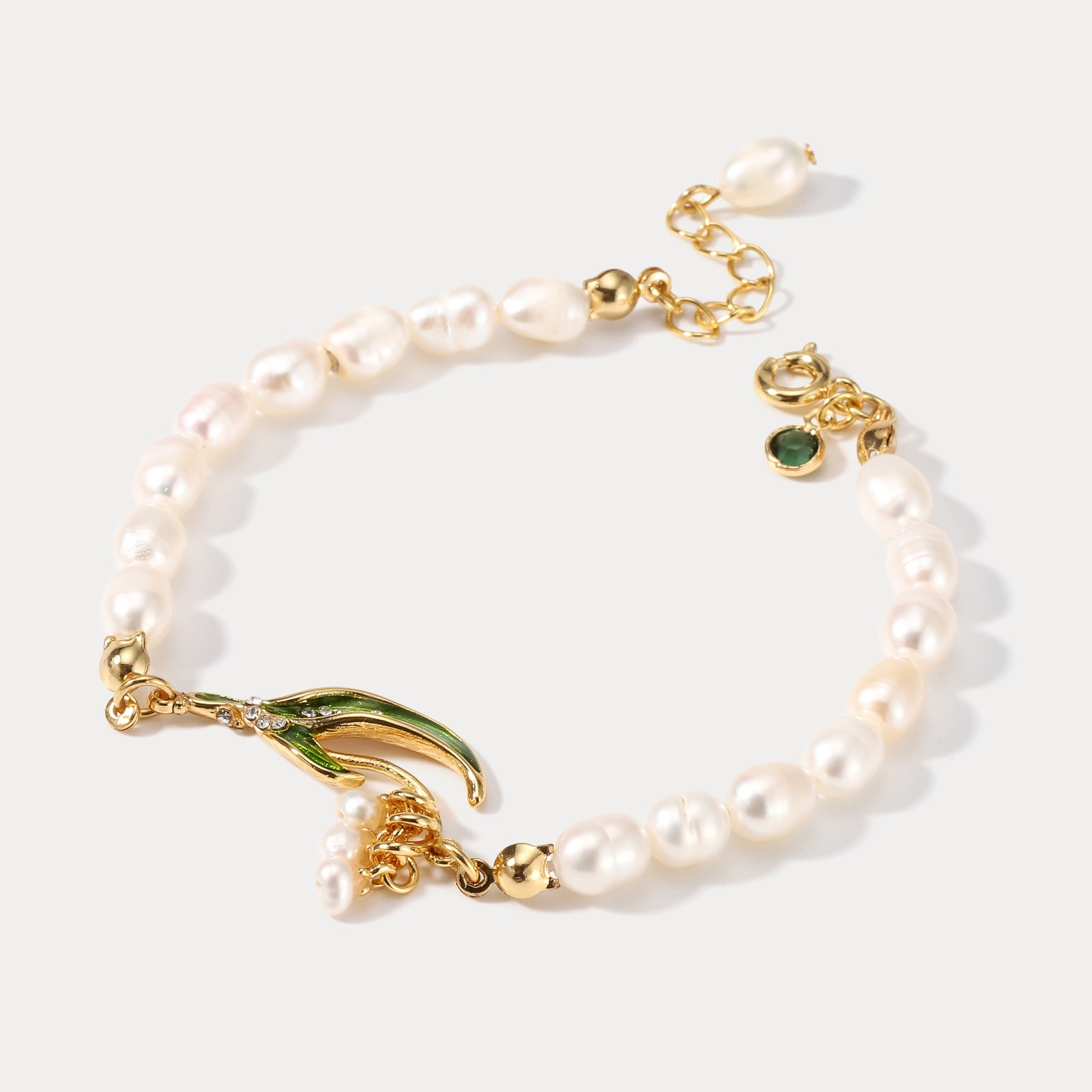 Lily Of The Valley Flower Mother of Pearl Bracelet