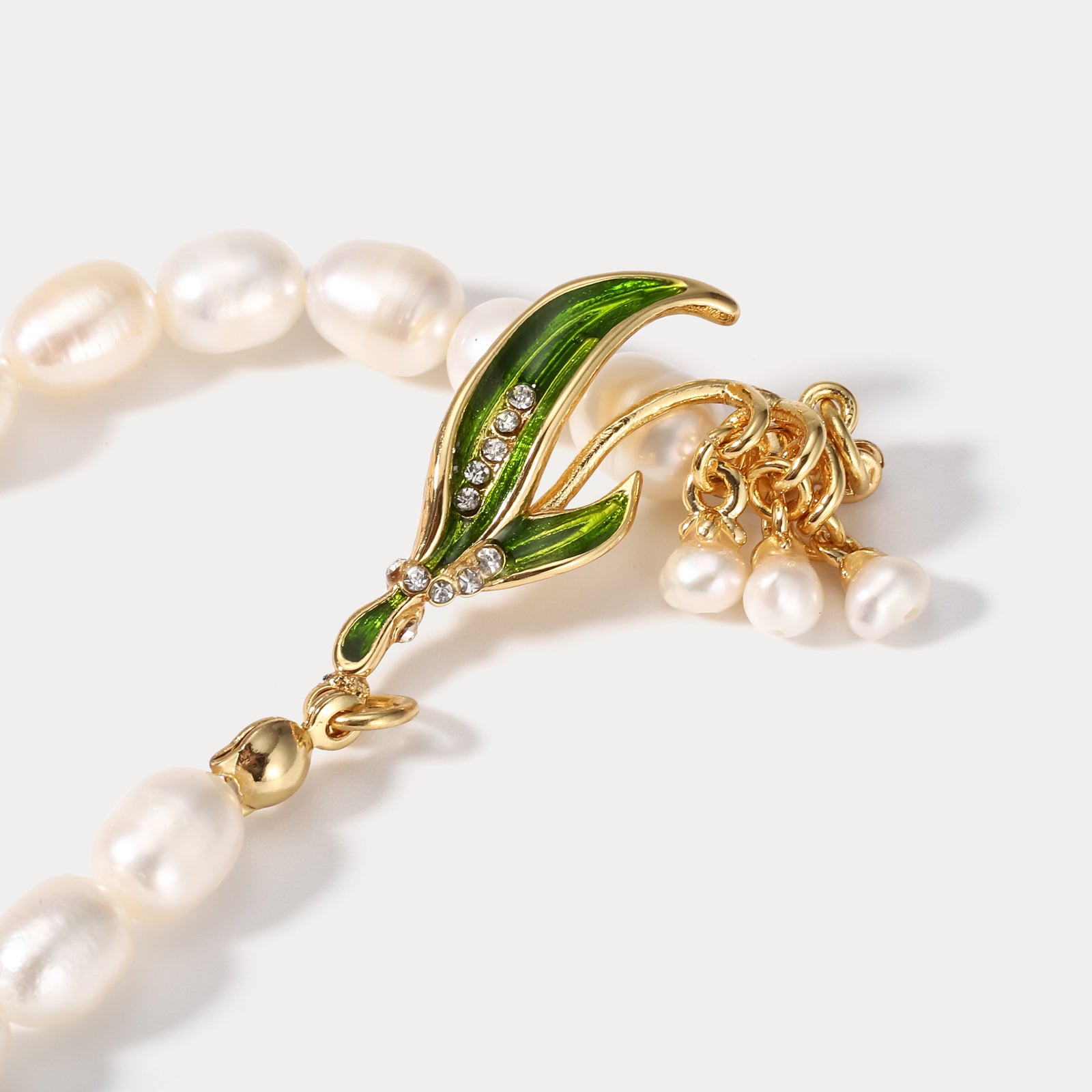 Lily Of The Valley Pearl Diamond Bracelet