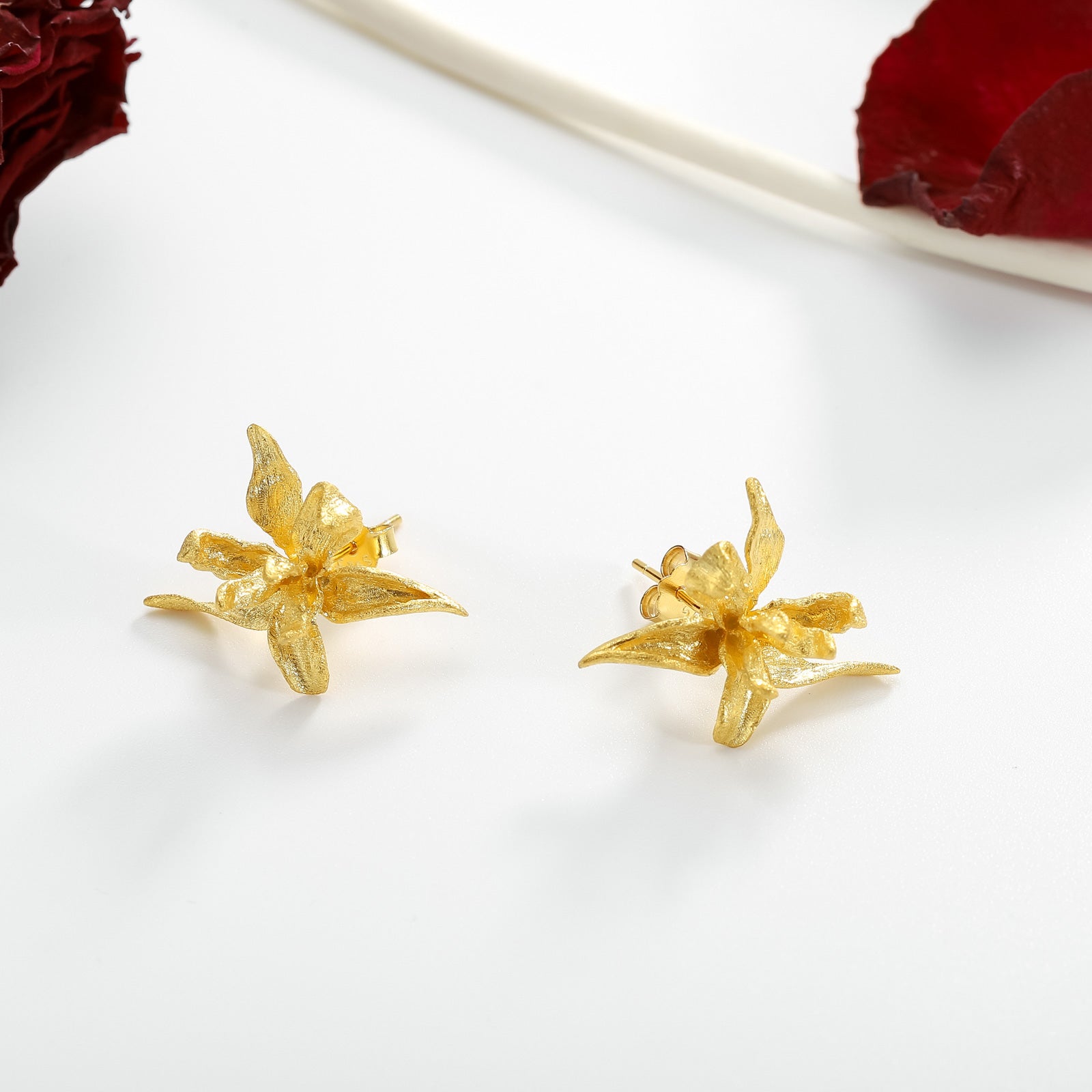 Selenichast Iris Flower Stud Earrings
