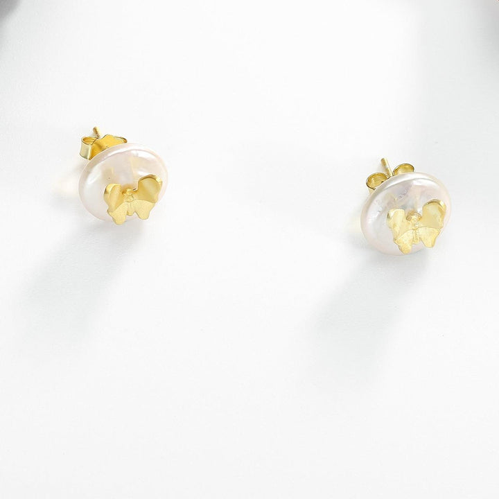 Butterfly Pearl Stud Earrings