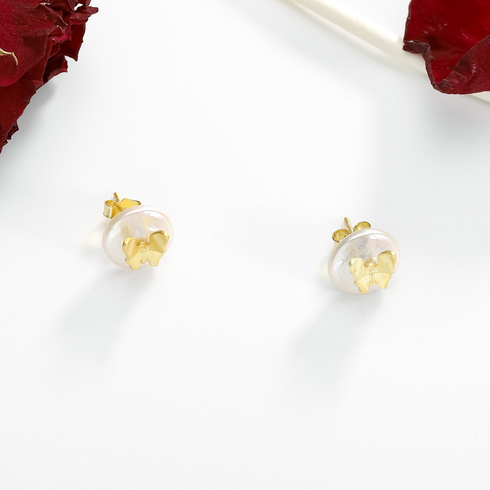 Butterfly Baroque Pearl Stud Earrings