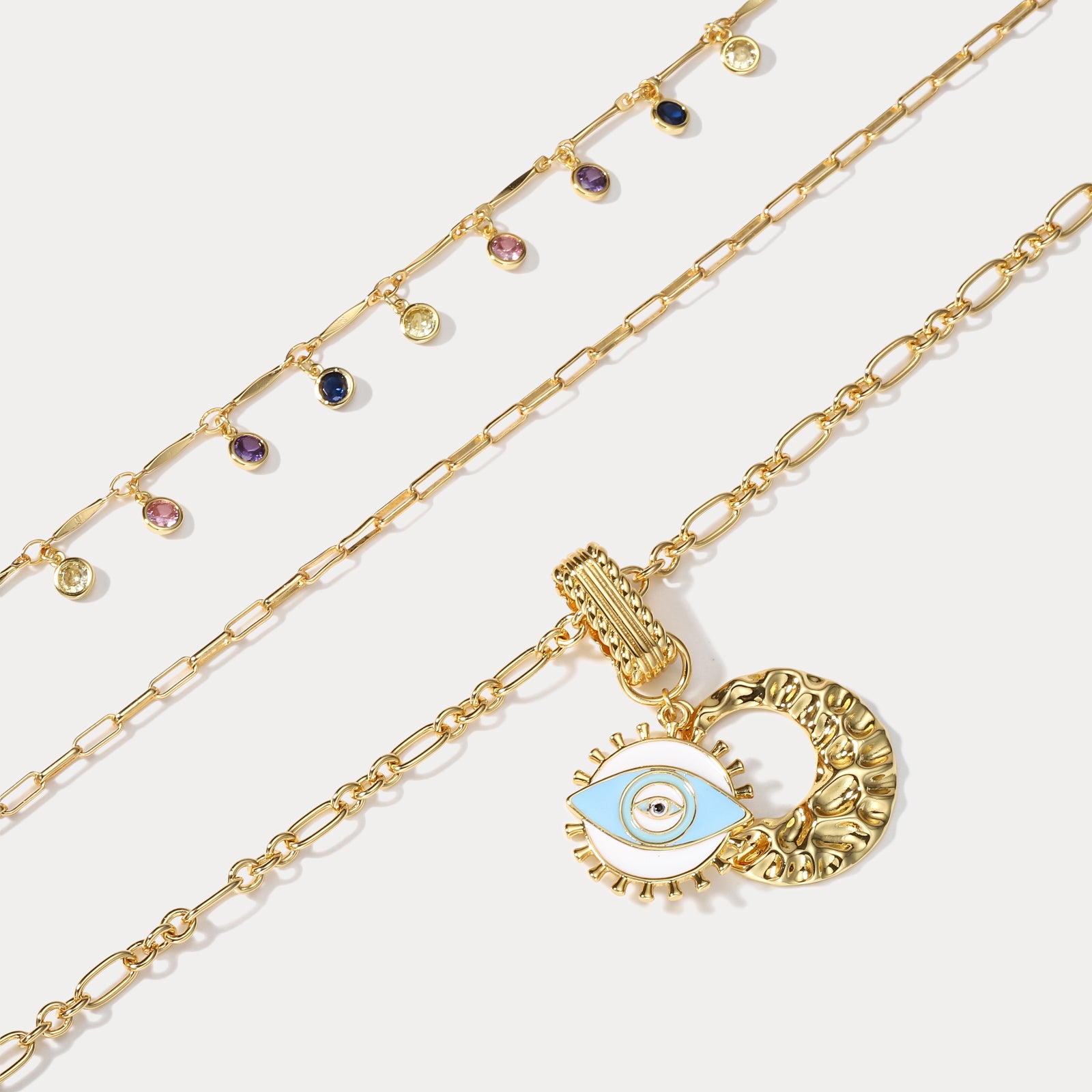 Evil Eye Layer 18k Gold Necklace Jewelry