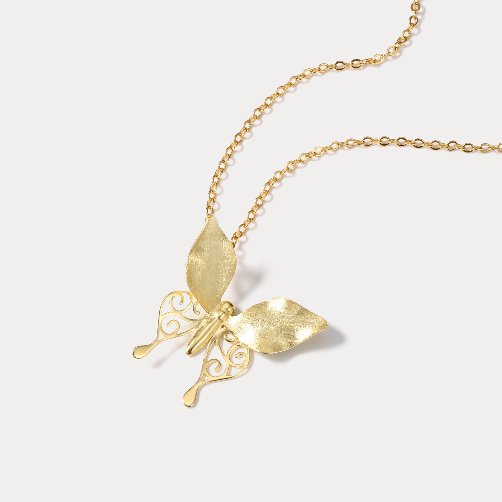 Golden Hollow Butterfly Chain Necklace