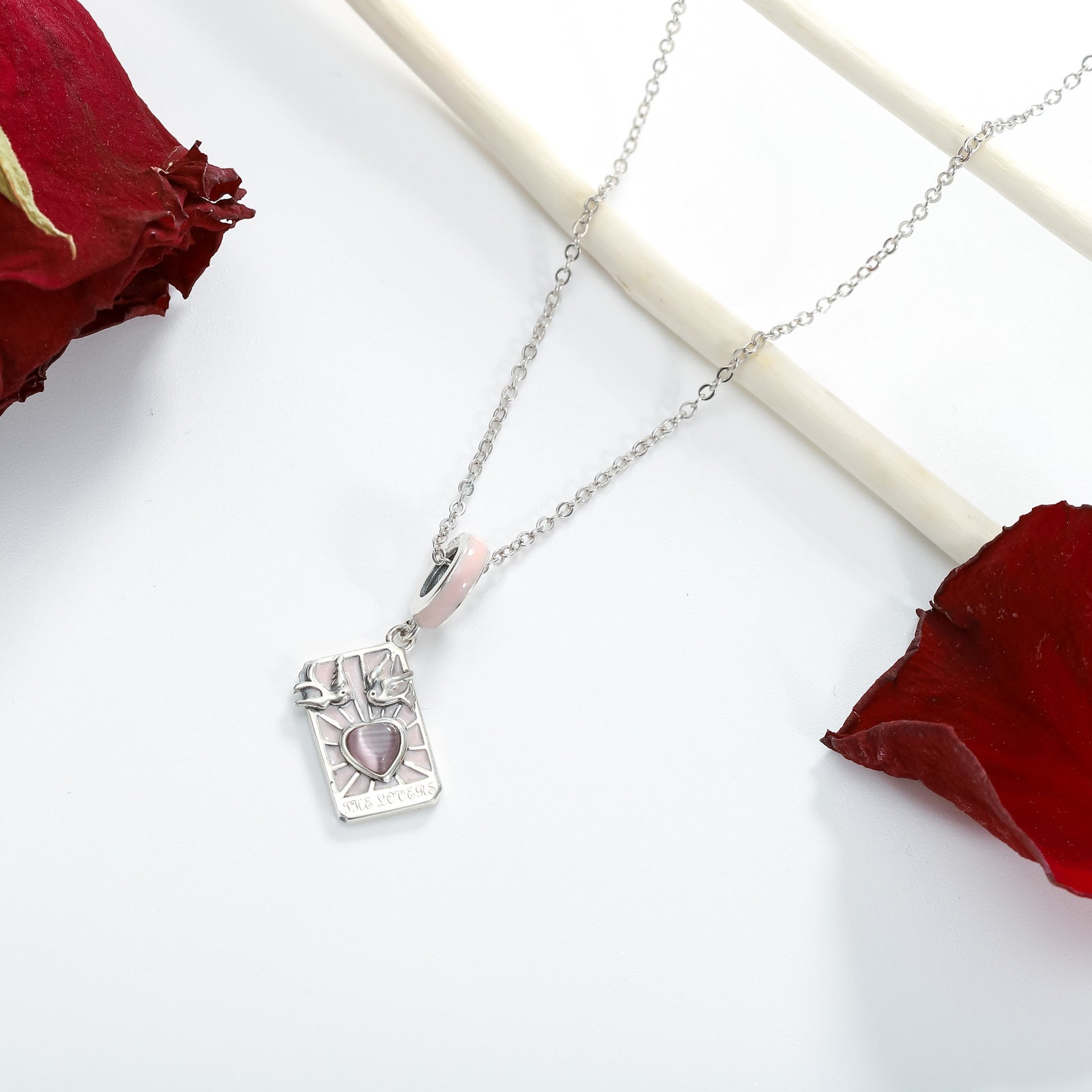 Pink Tarot Silver Necklace