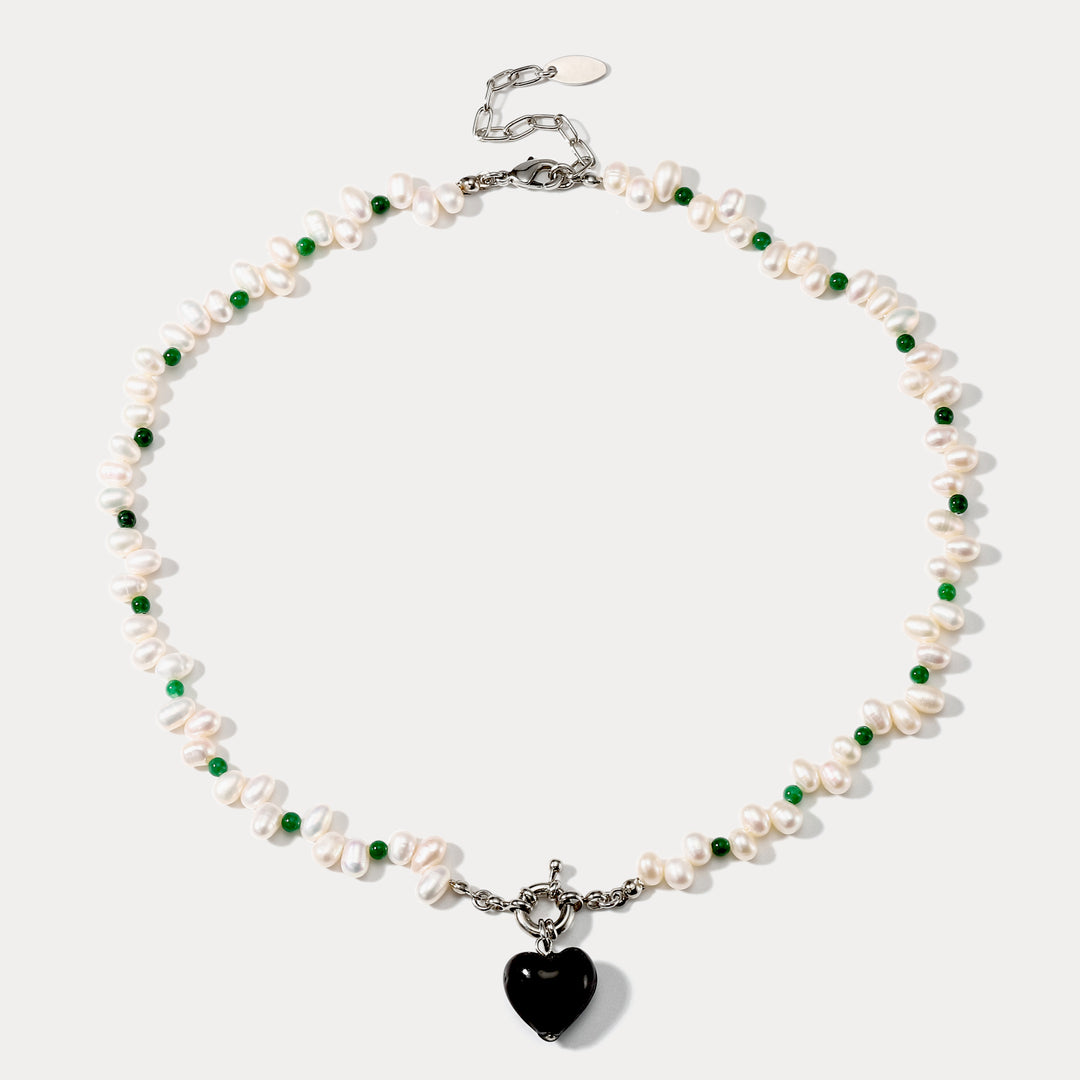 Heart Shape Pearl Sterling Silver Choker