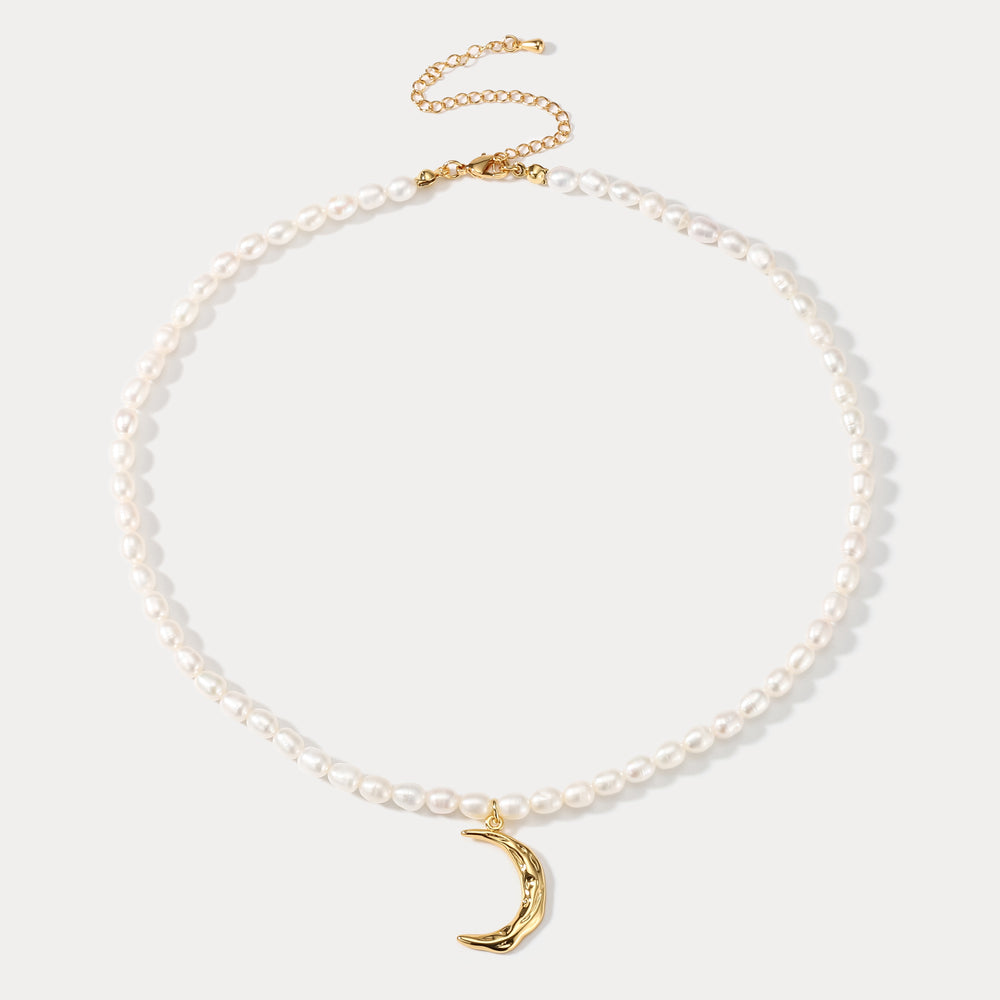 Moon Pearl 18k Gold on Brass Necklace