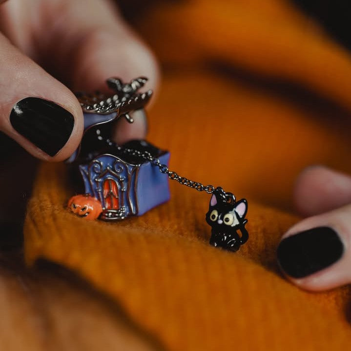 Halloween Black Cat Locket Necklace