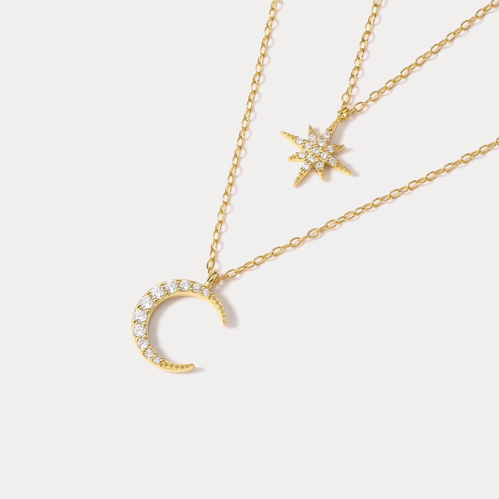 Octagram Moon Diamond Necklace