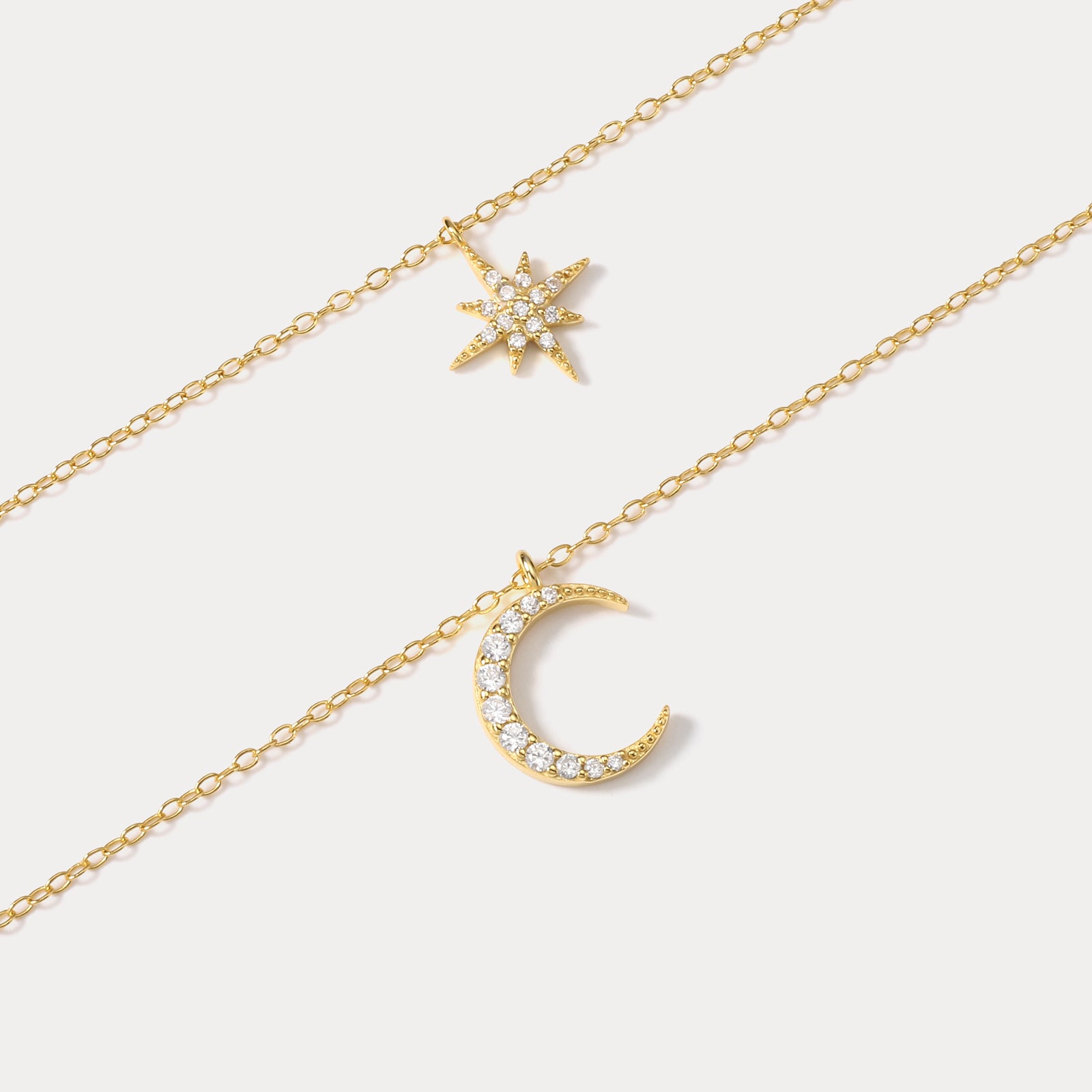 Sterling Silver Octagram Moon Necklace