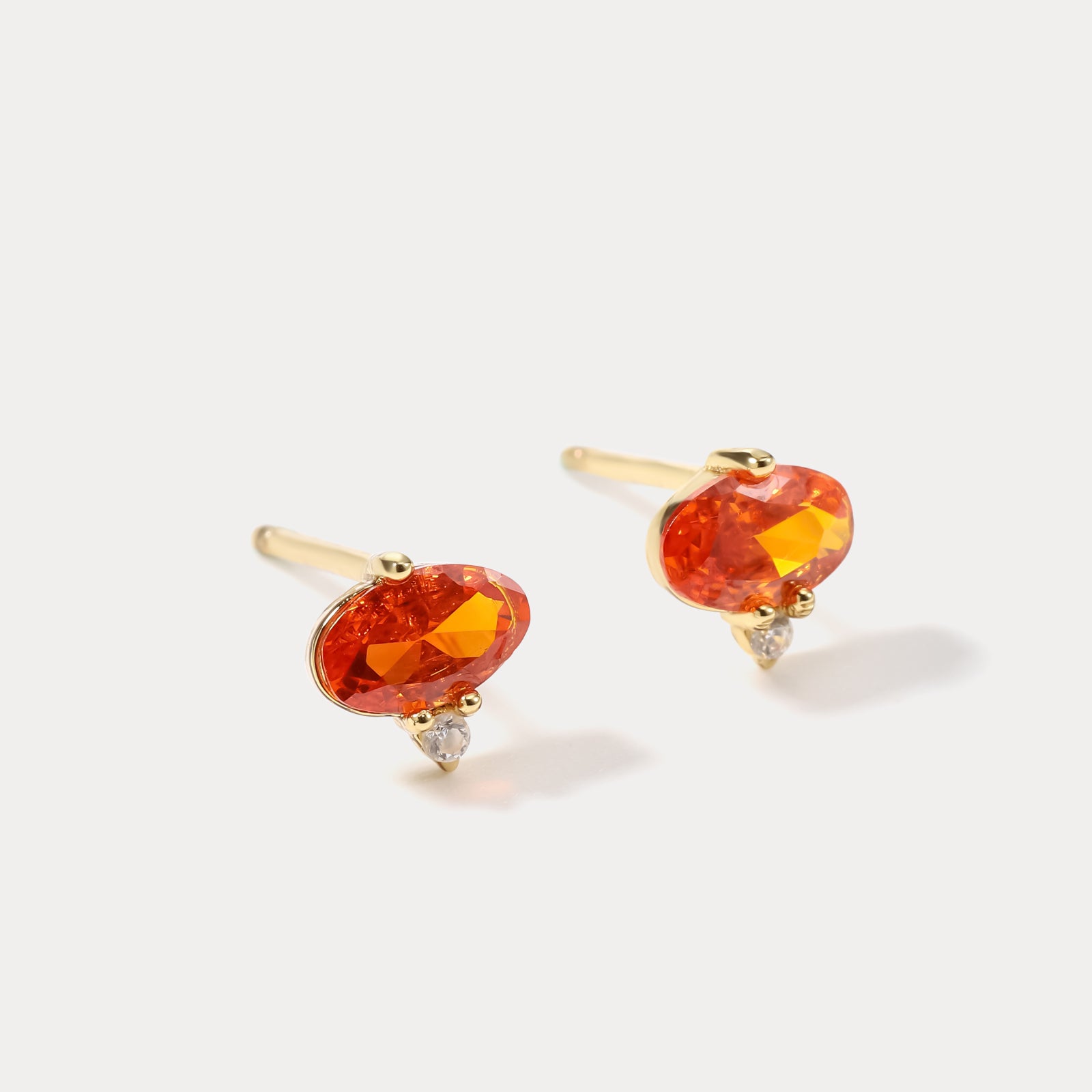 Orange Summer Diamond Stud Earrings