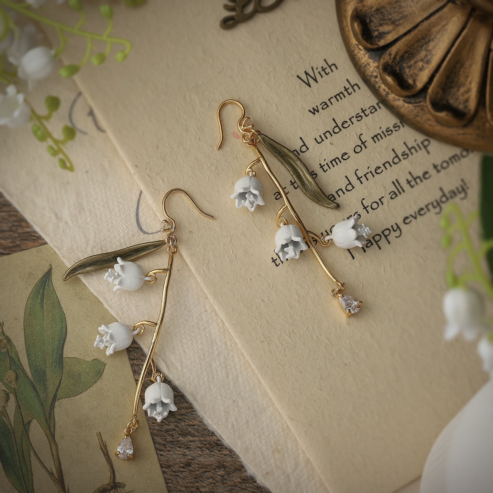 Enamel Lily Of The Valley Earrings