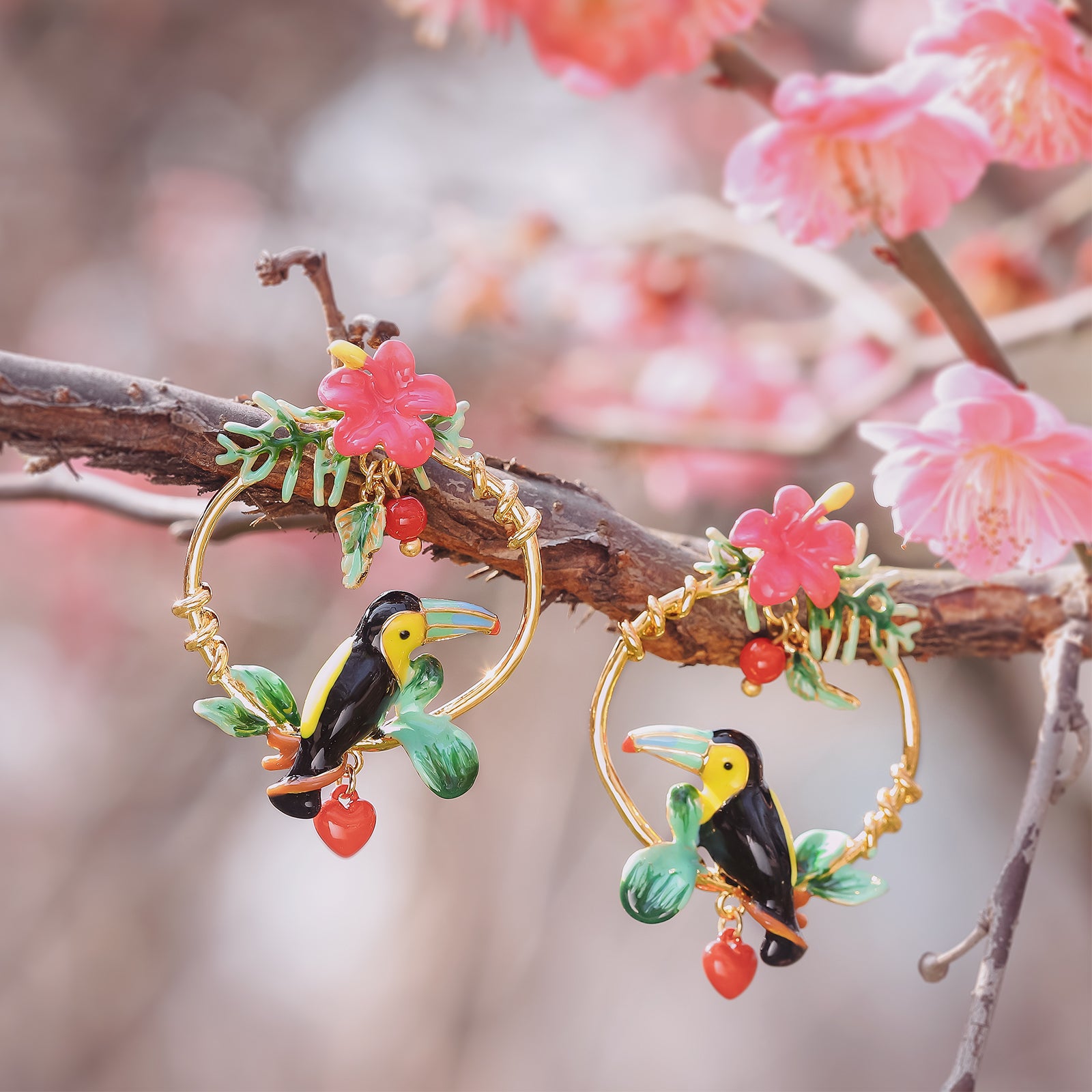 Rainforest Toucan Spring Earrings