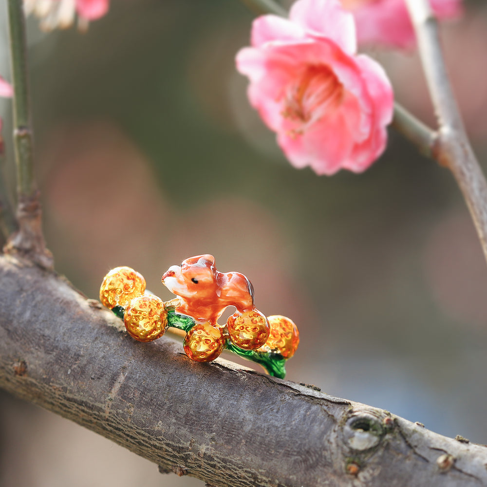 Squirrel Enamel Spring Ring