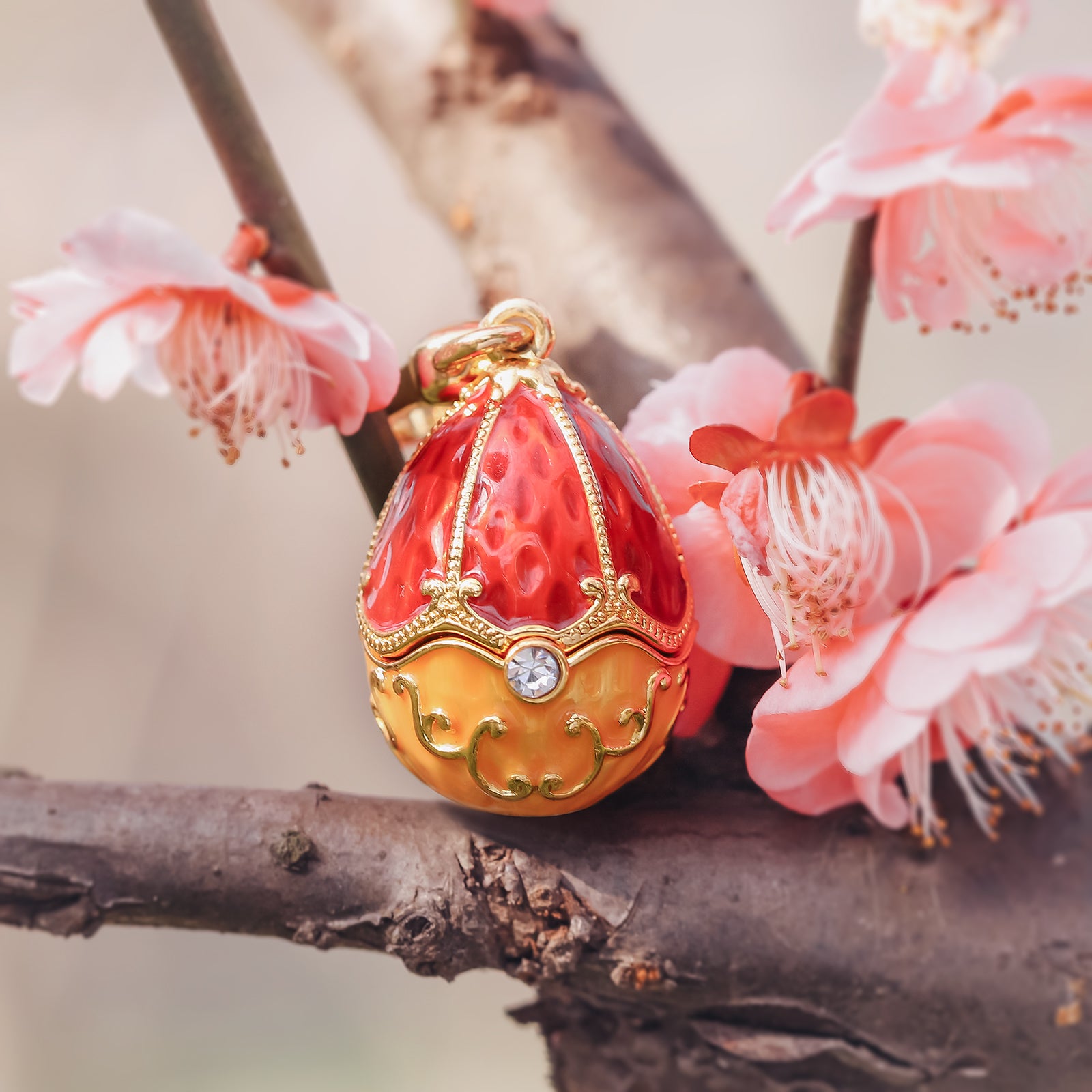 Rabbit & Rose Egg Locket Spring Necklace